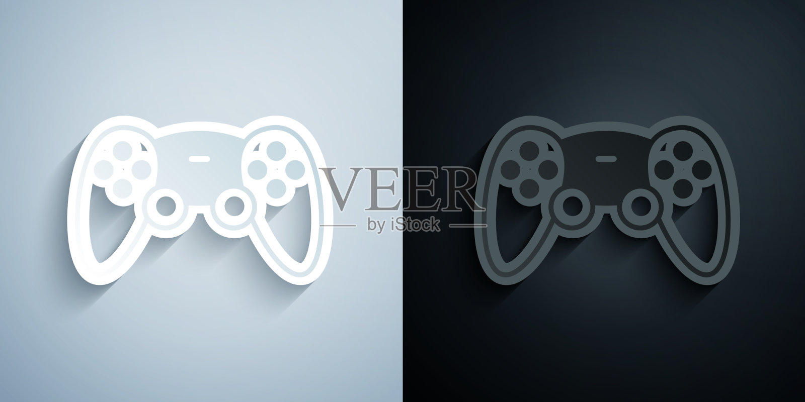 剪纸游戏手柄或游戏手柄插画图片素材