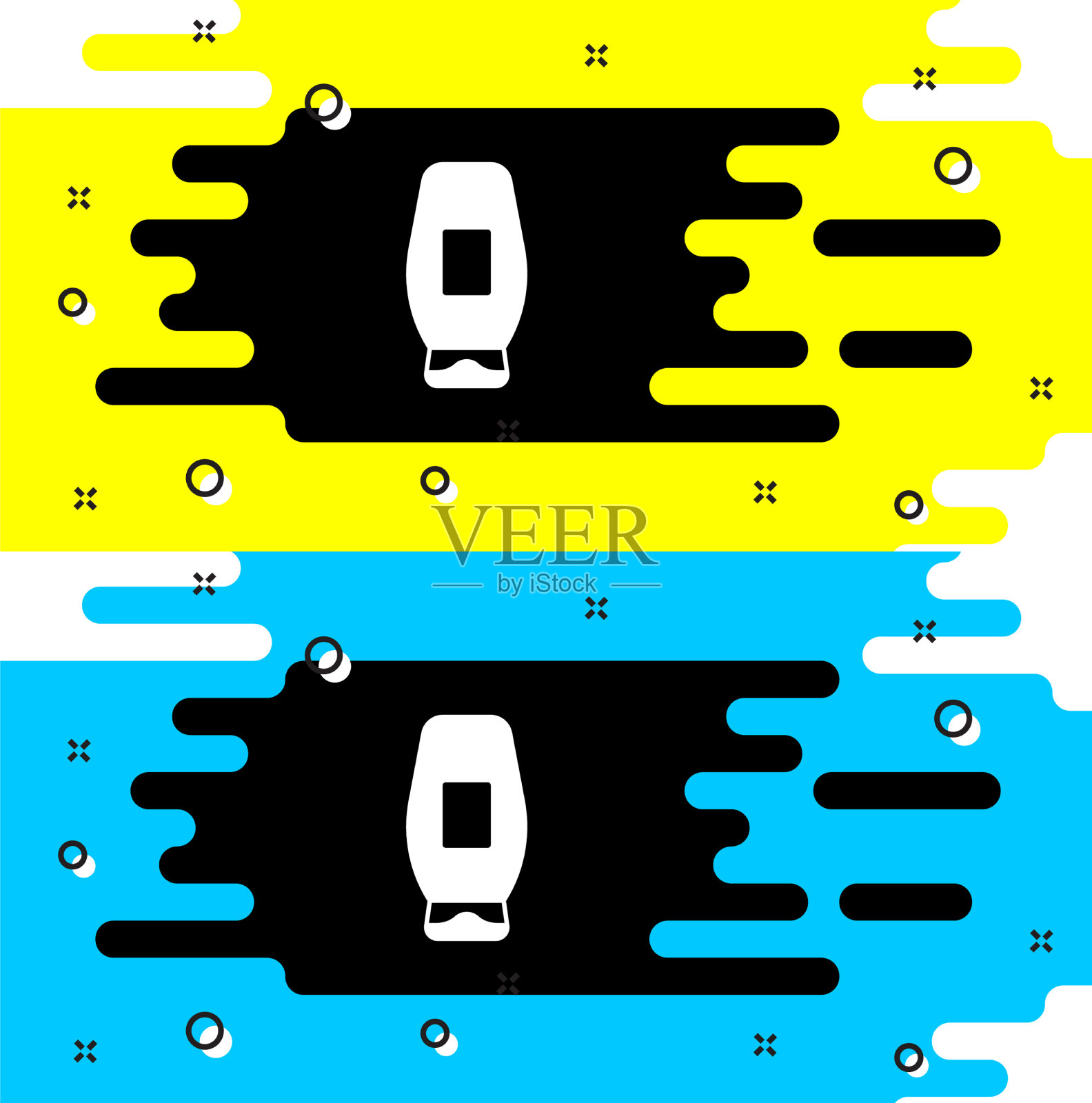 白色洗发水瓶身图标孤立在黑色上插画图片素材