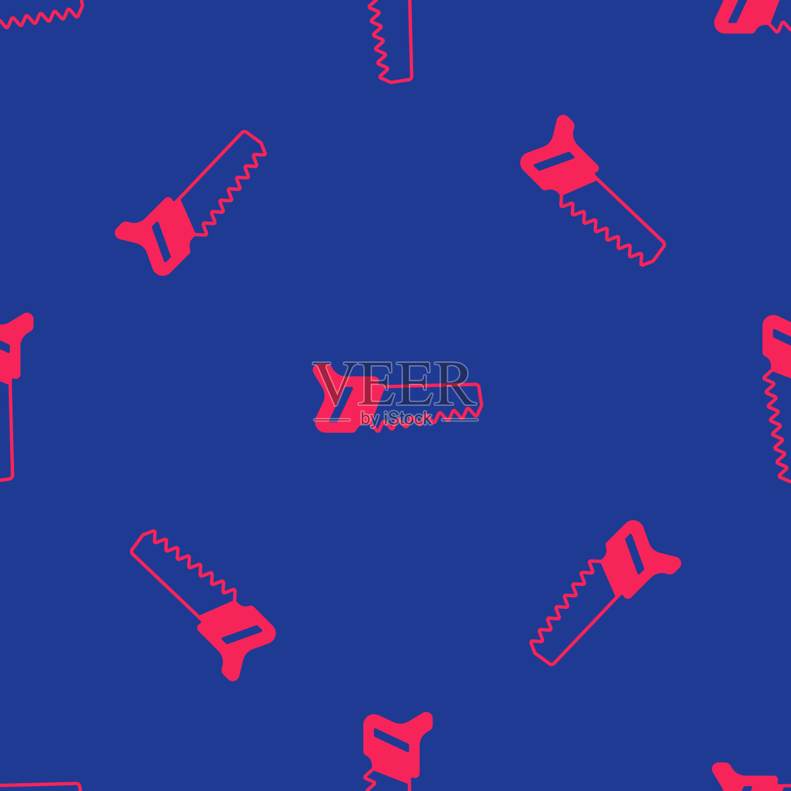 红手锯图标孤立无缝图案上插画图片素材