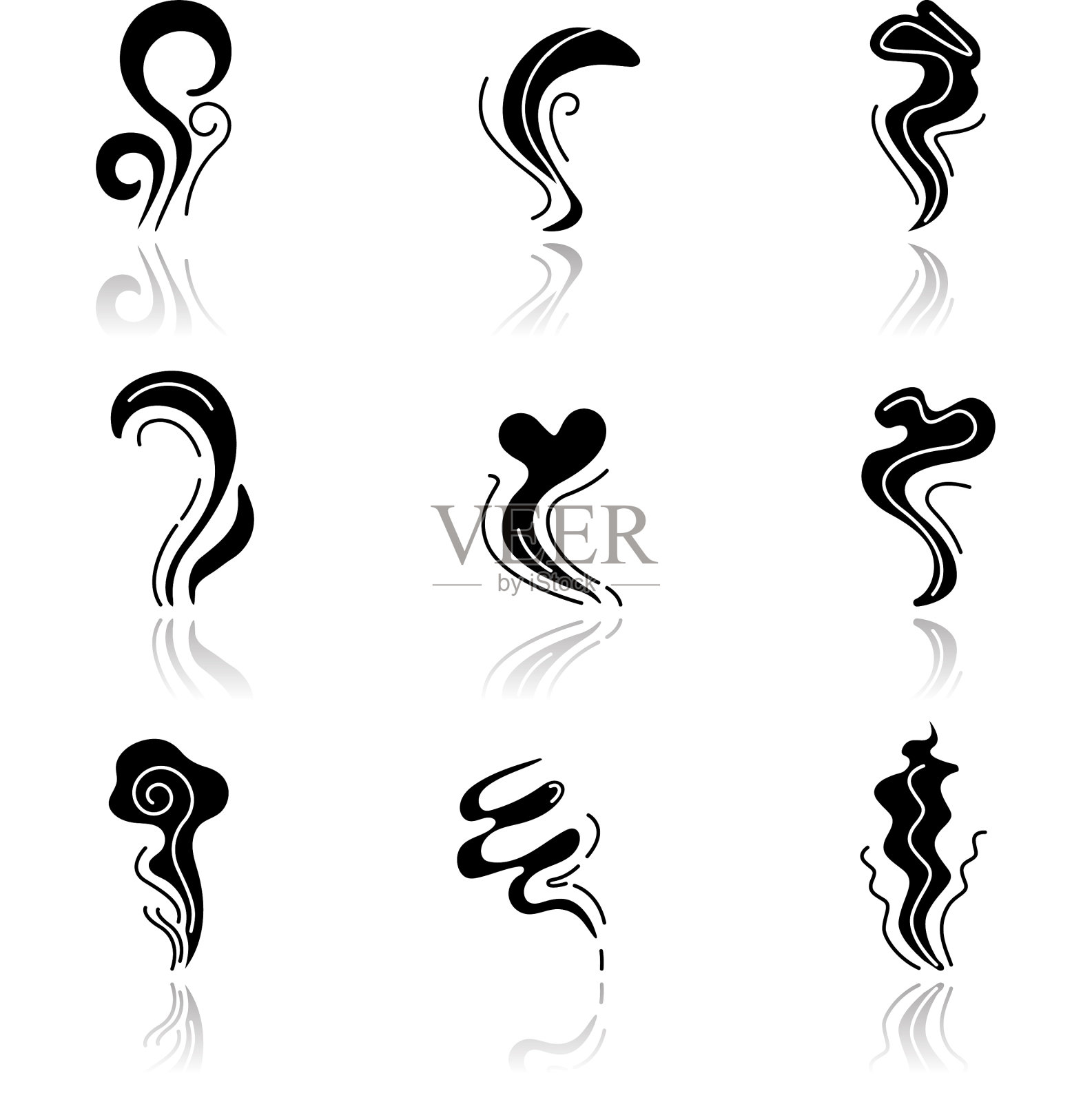 气味下降阴影黑色字形图标设置好和图标素材