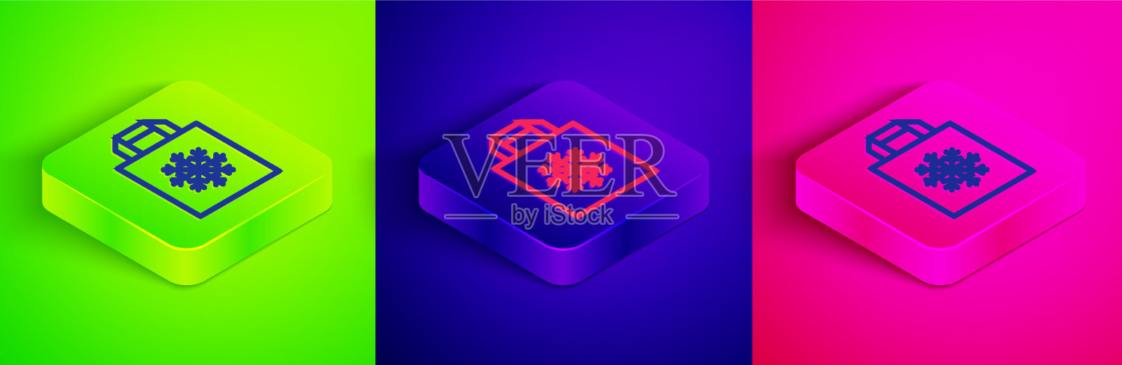 等距线圣诞纸购物袋用图标素材