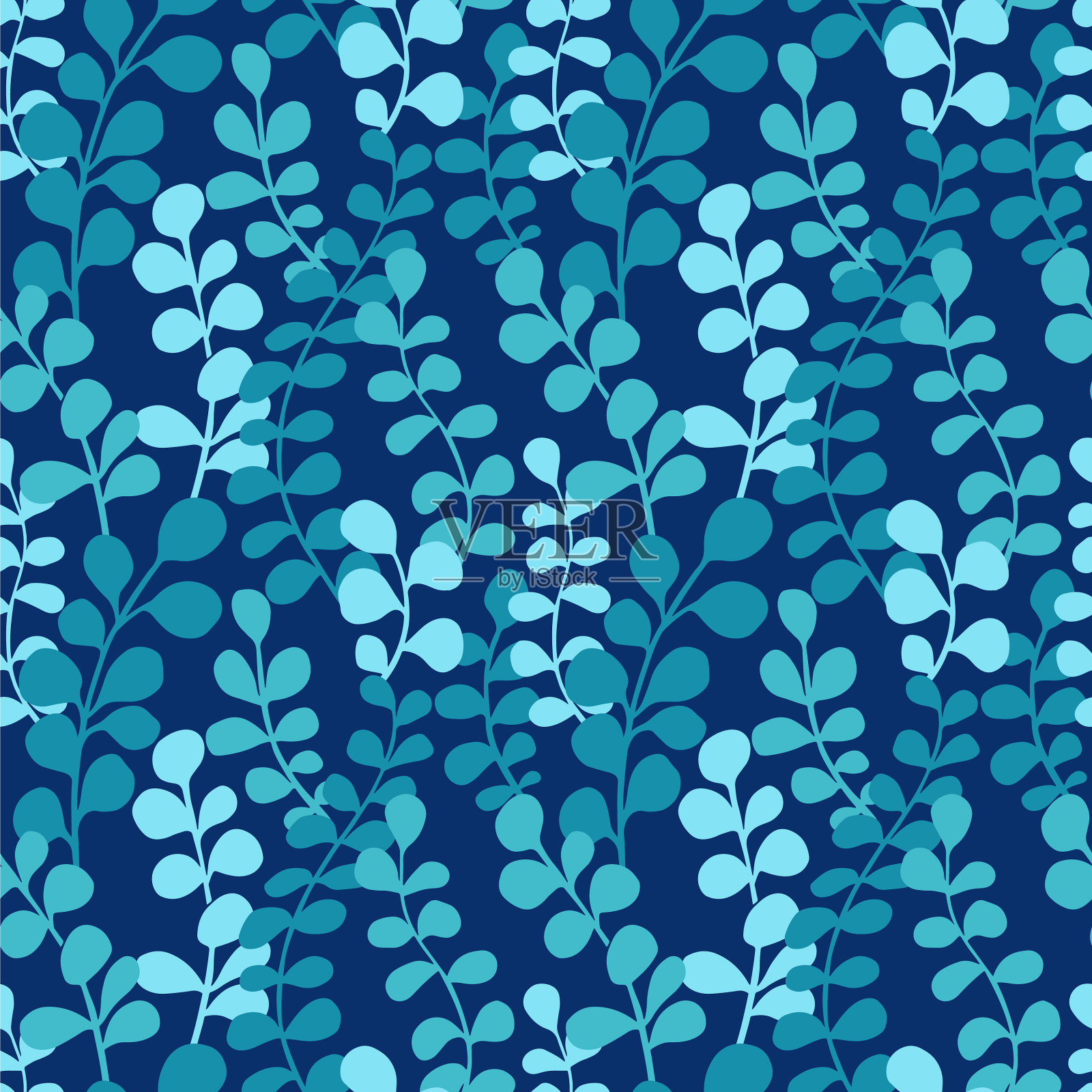 桉树剪影无缝图案植物学插画图片素材