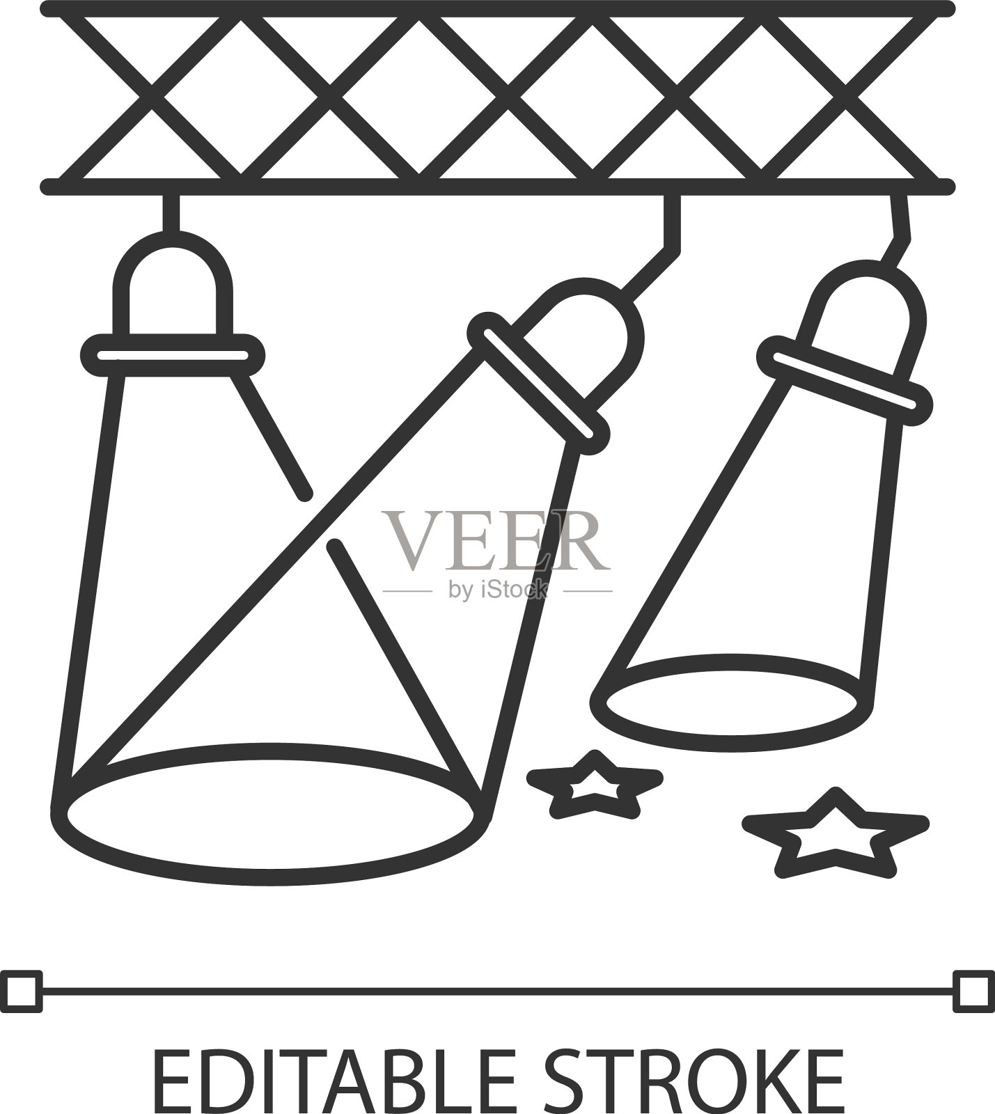 灯光显示像素完美的线性图标细线插画图片素材