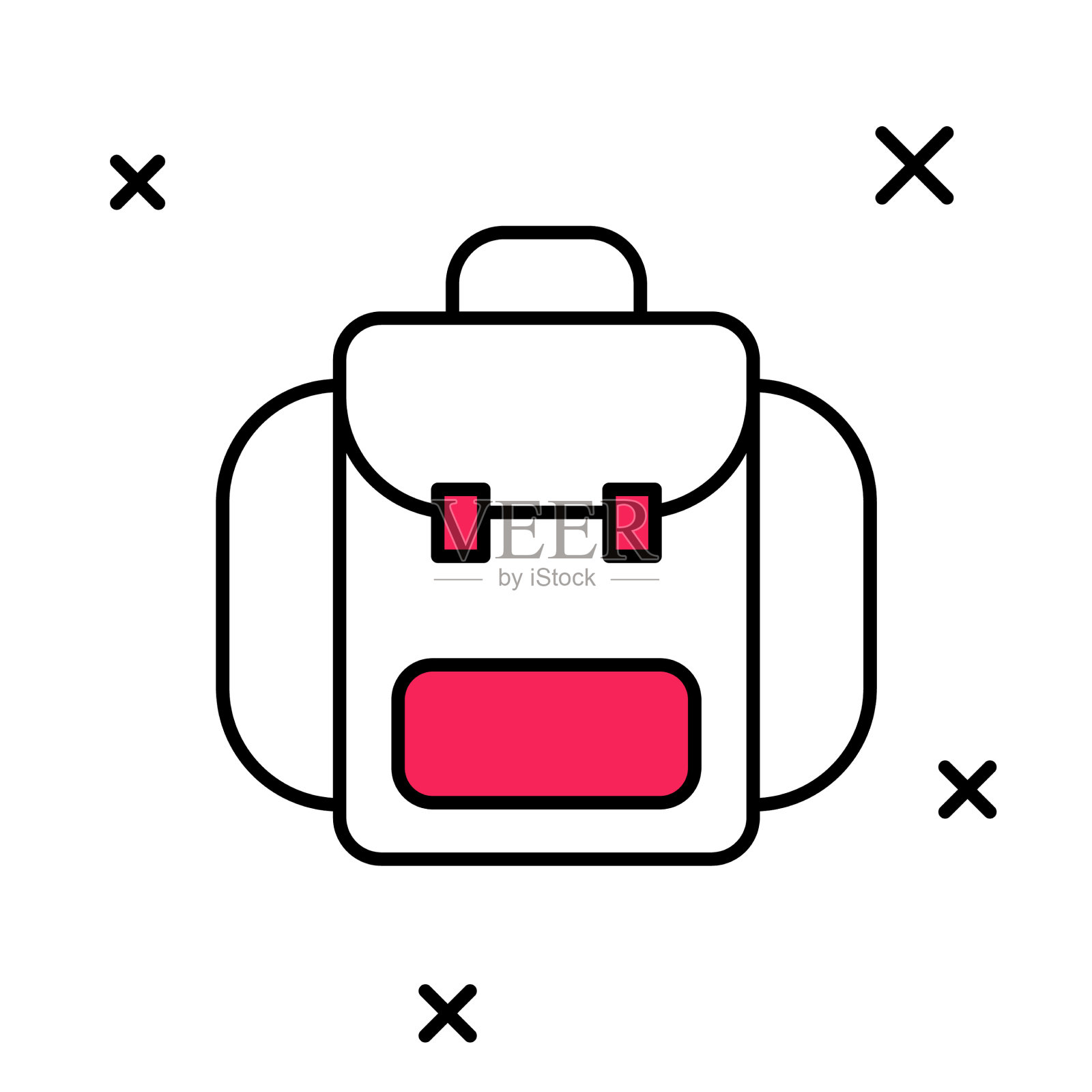 填充轮廓徒步背包图标孤立上插画图片素材