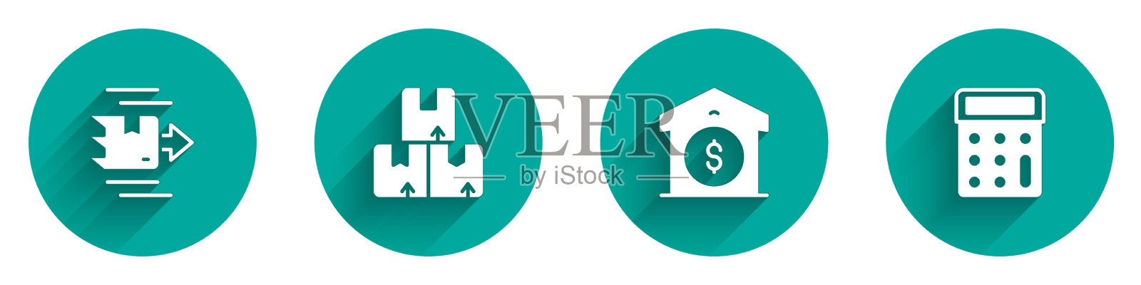 设定纸板箱和纸板箱的仓库价格图标素材