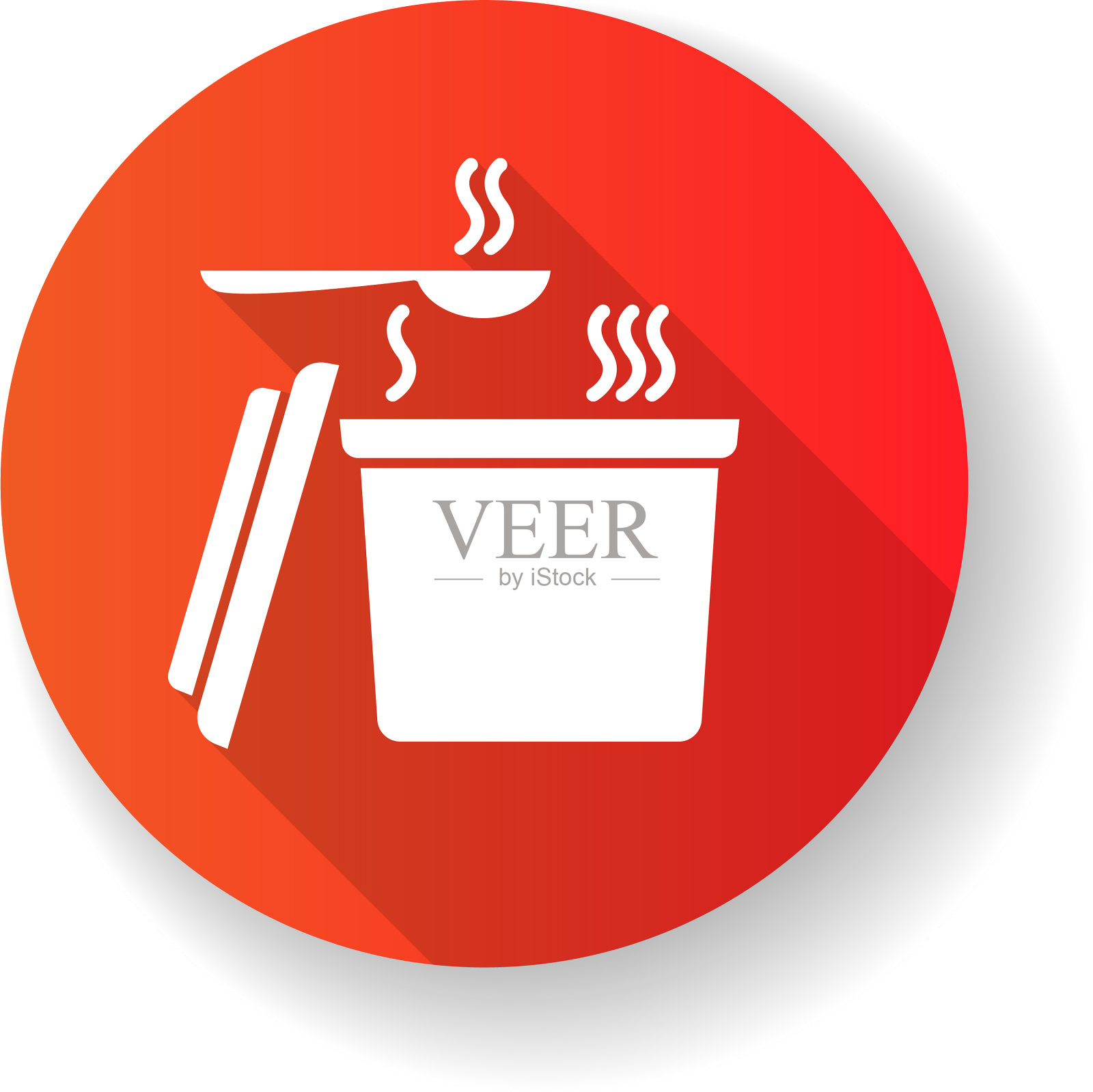 外卖热食容器红色扁平设计长图标素材