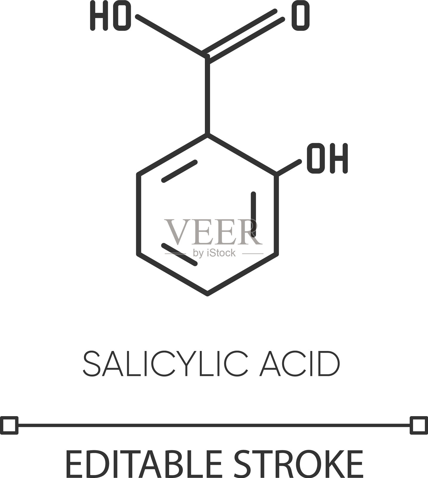 水杨酸像素完美线性图标化学插画图片素材