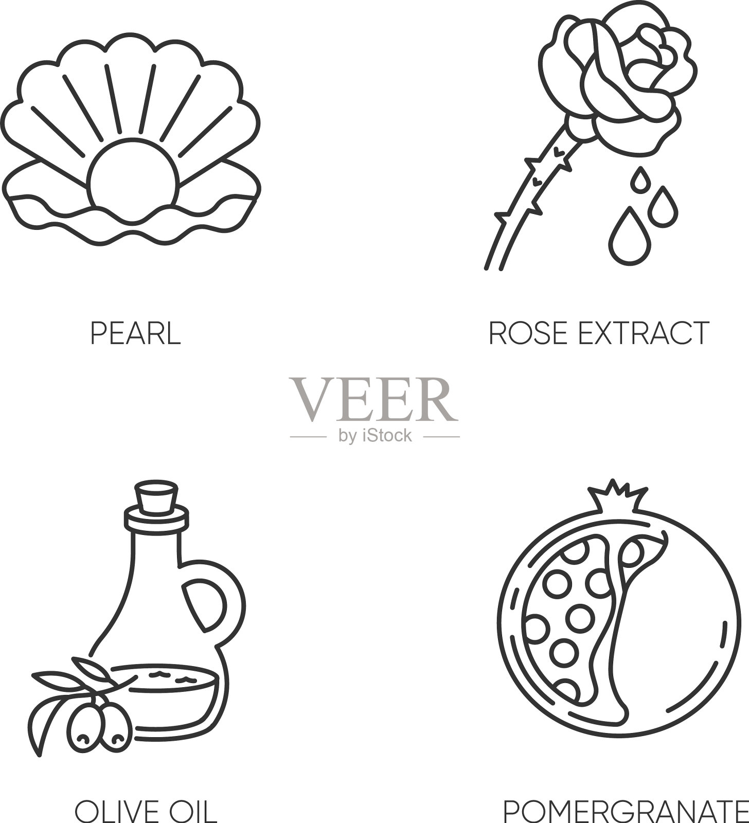 化妆品成分像素完美的线性图标插画图片素材