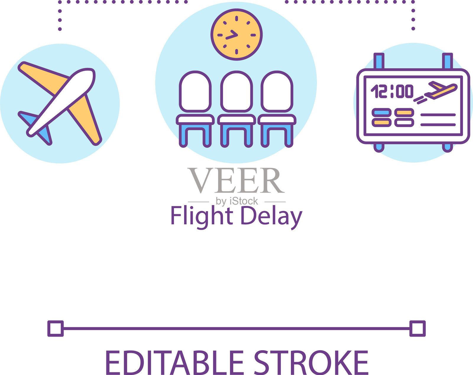 航班延误概念图标航空公司机场插画图片素材