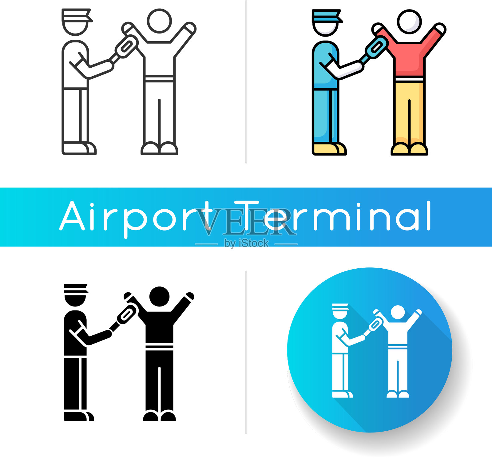 身体扫描图标机场安检用金属插画图片素材