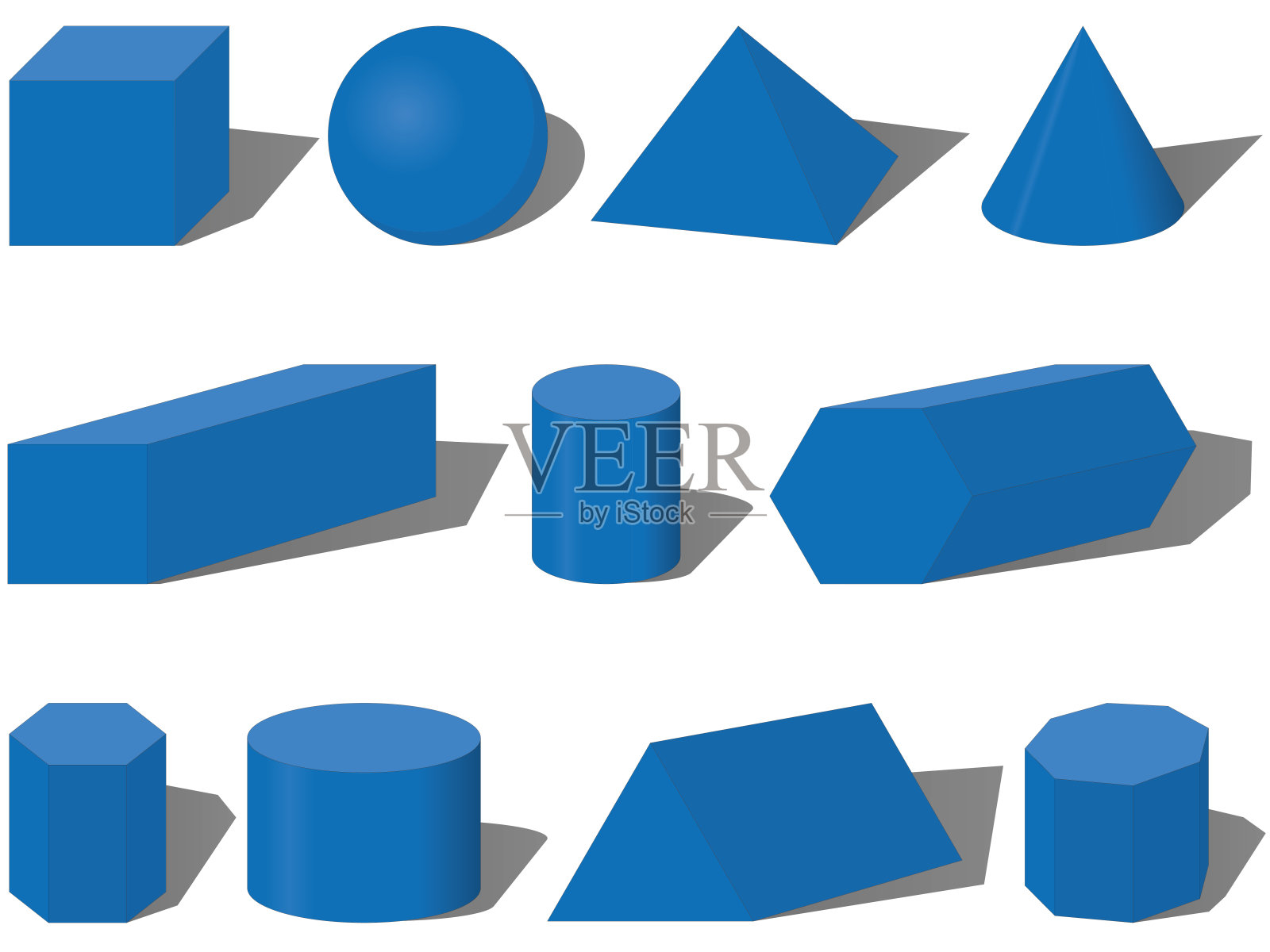 体积几何形状集合矢量插图插画图片素材