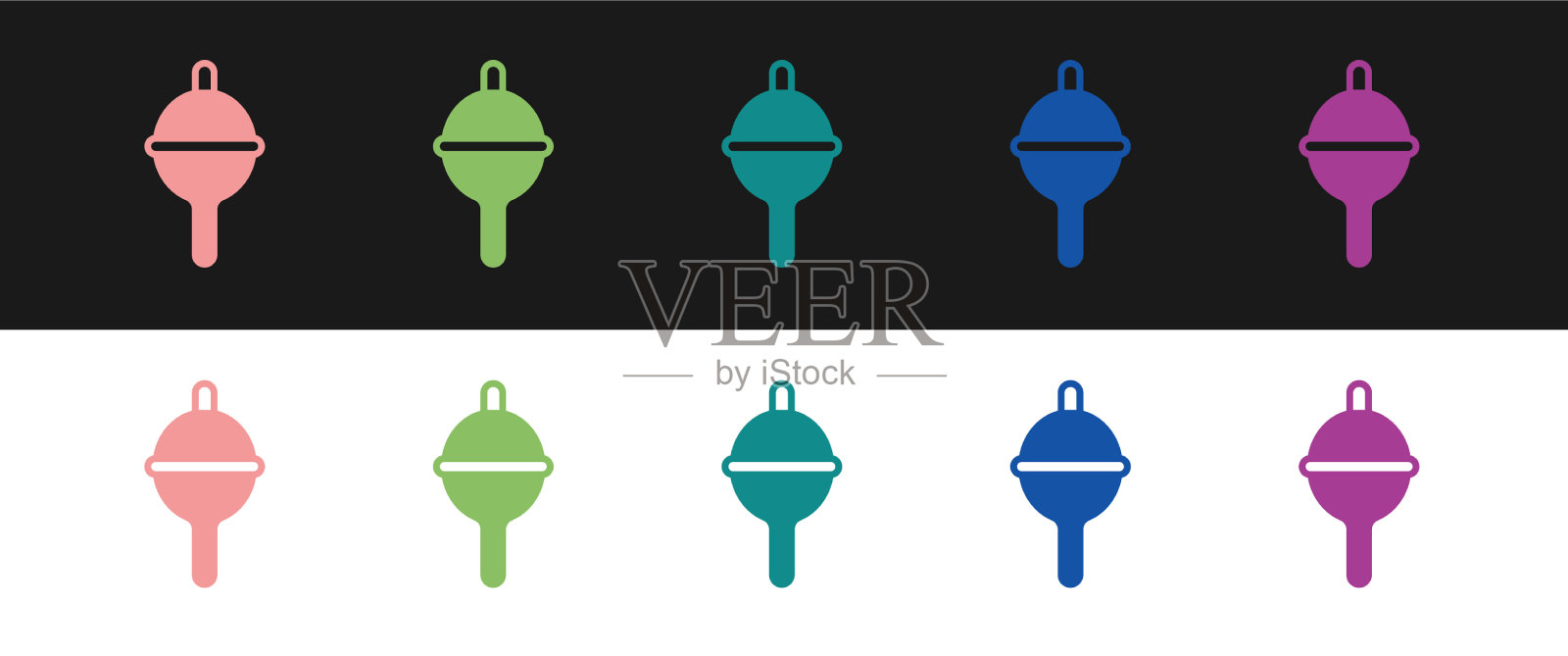 设置钓鱼浮动图标孤立在黑色和白色图标素材