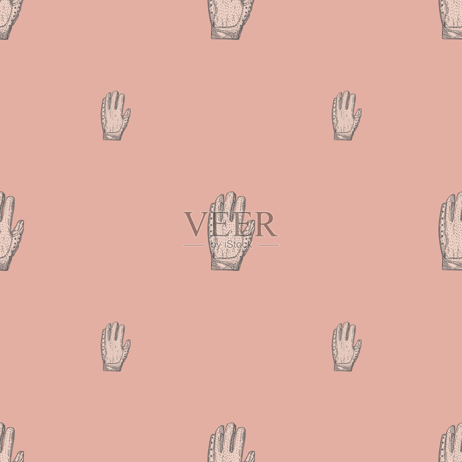 足球手套无缝图案雕刻。复古运动背景手绘风格。设计元素图片