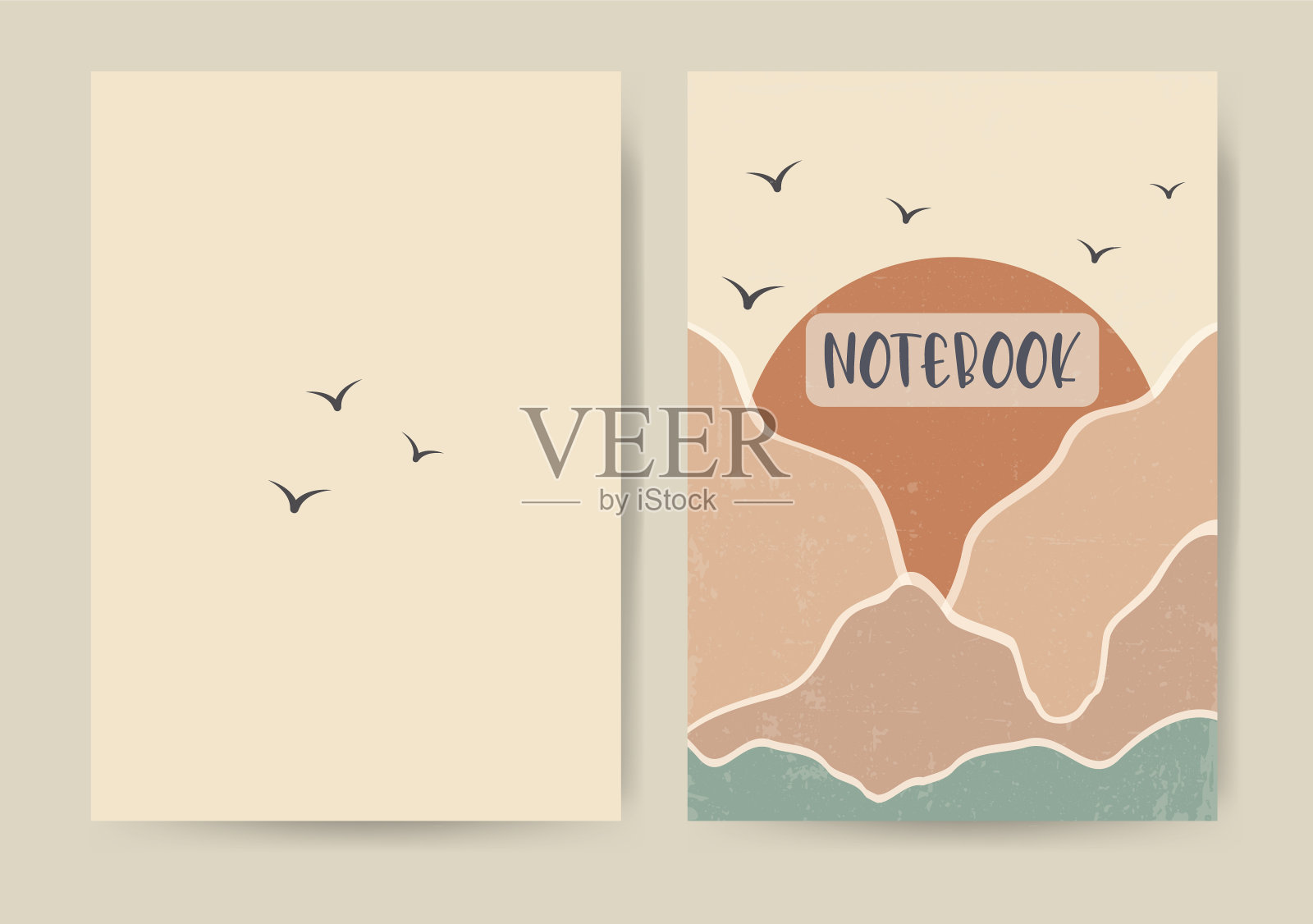 封面设计有质感的山景。A4大小插画图片素材