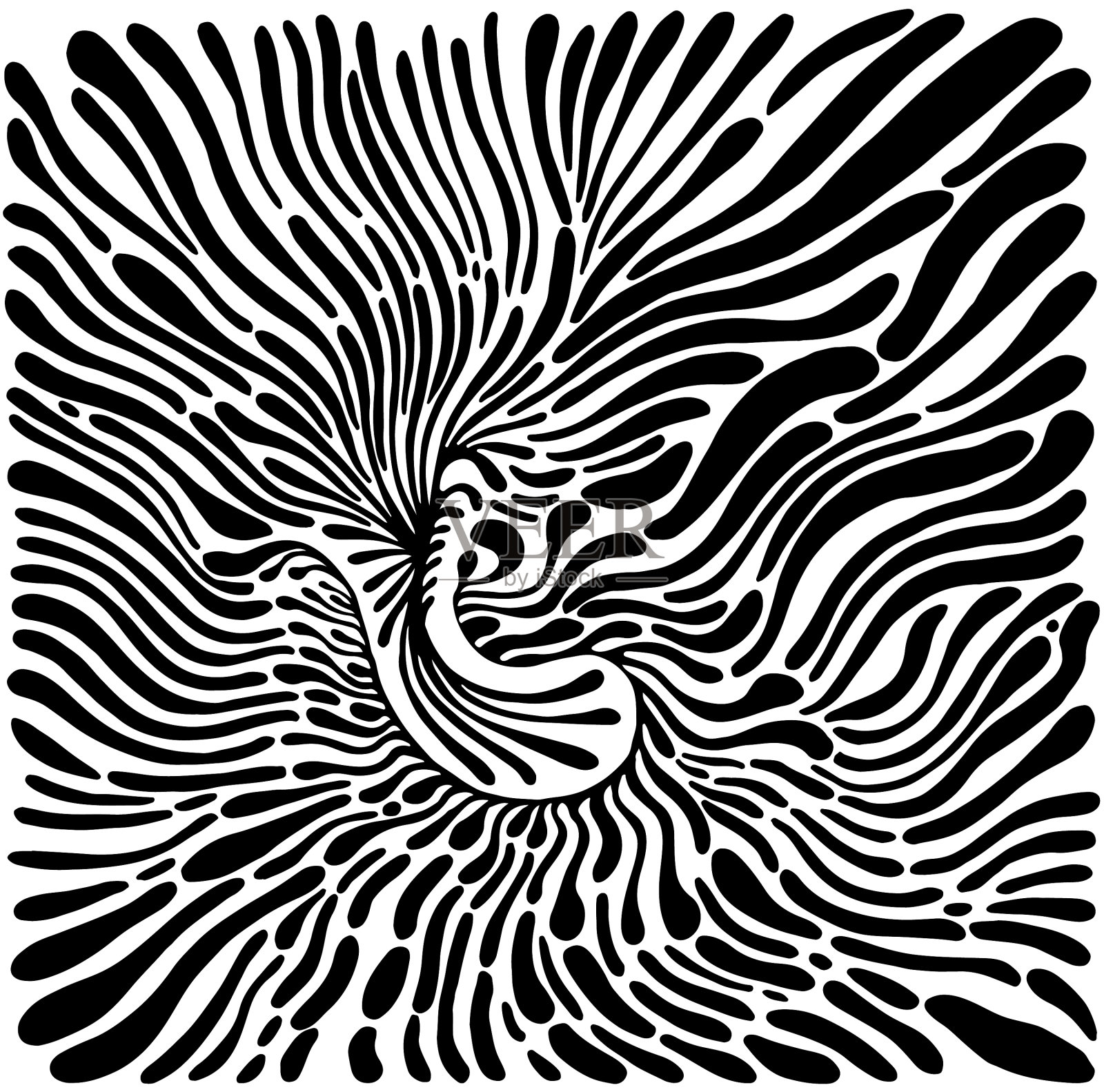 抽象的黑线点孤立在白色上插画图片素材