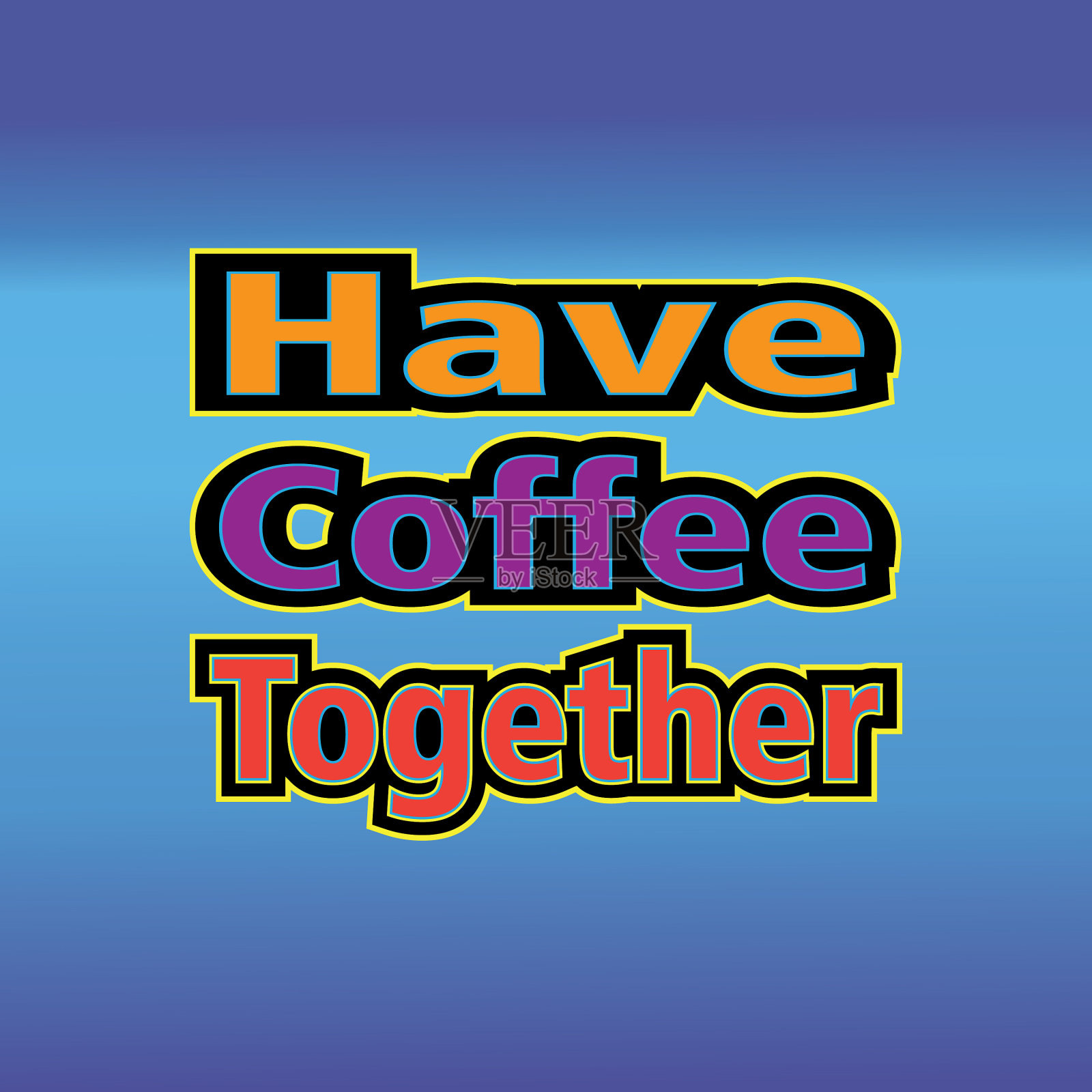一起喝咖啡引用设计文字插画图片素材