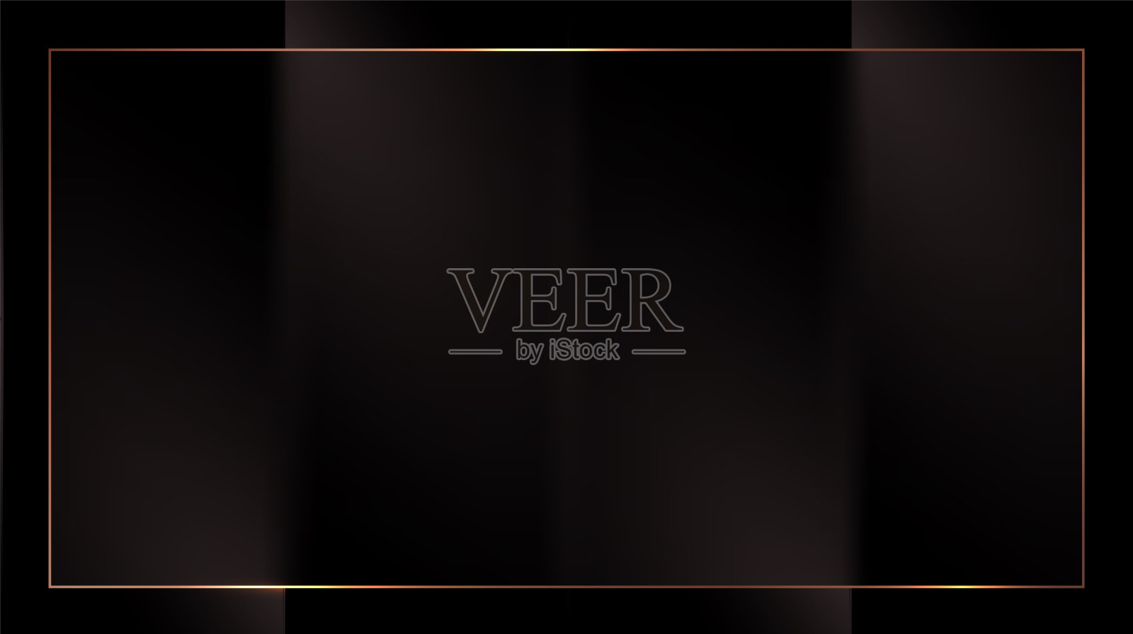 抽象豪华黑色纸折叠与铜框在黑暗的背景插画图片素材