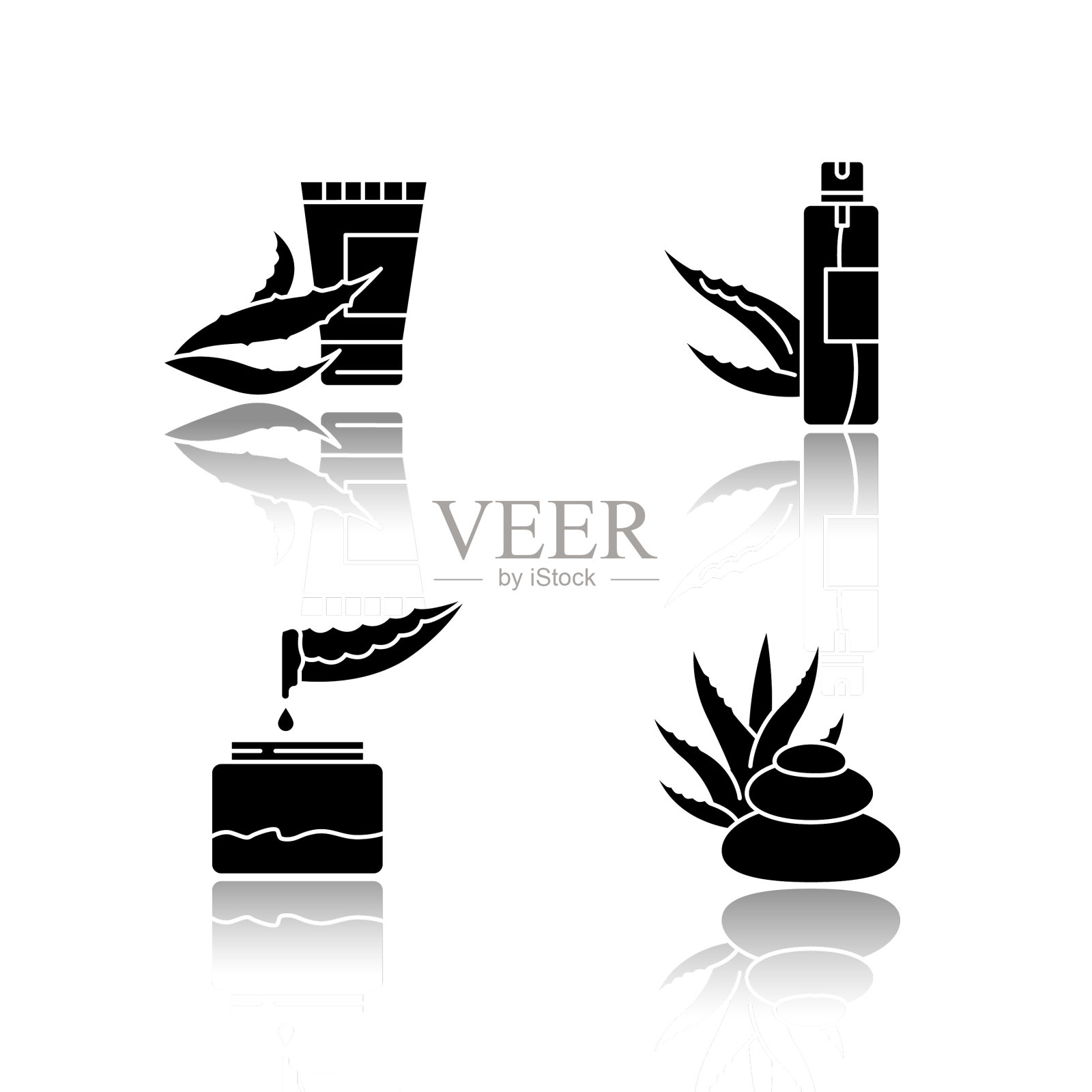 芦荟滴影黑色雕文图标集植图标素材