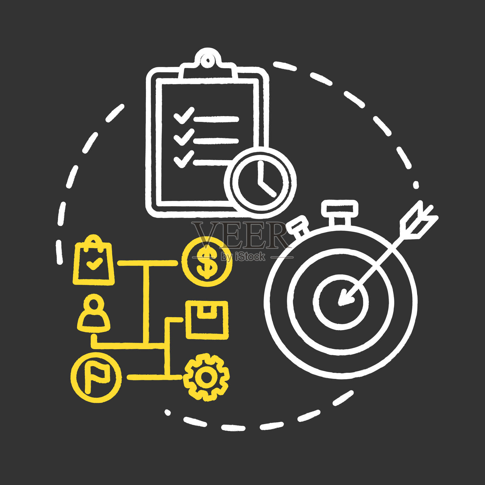 短期目标粉笔RGB颜色概念图标插画图片素材