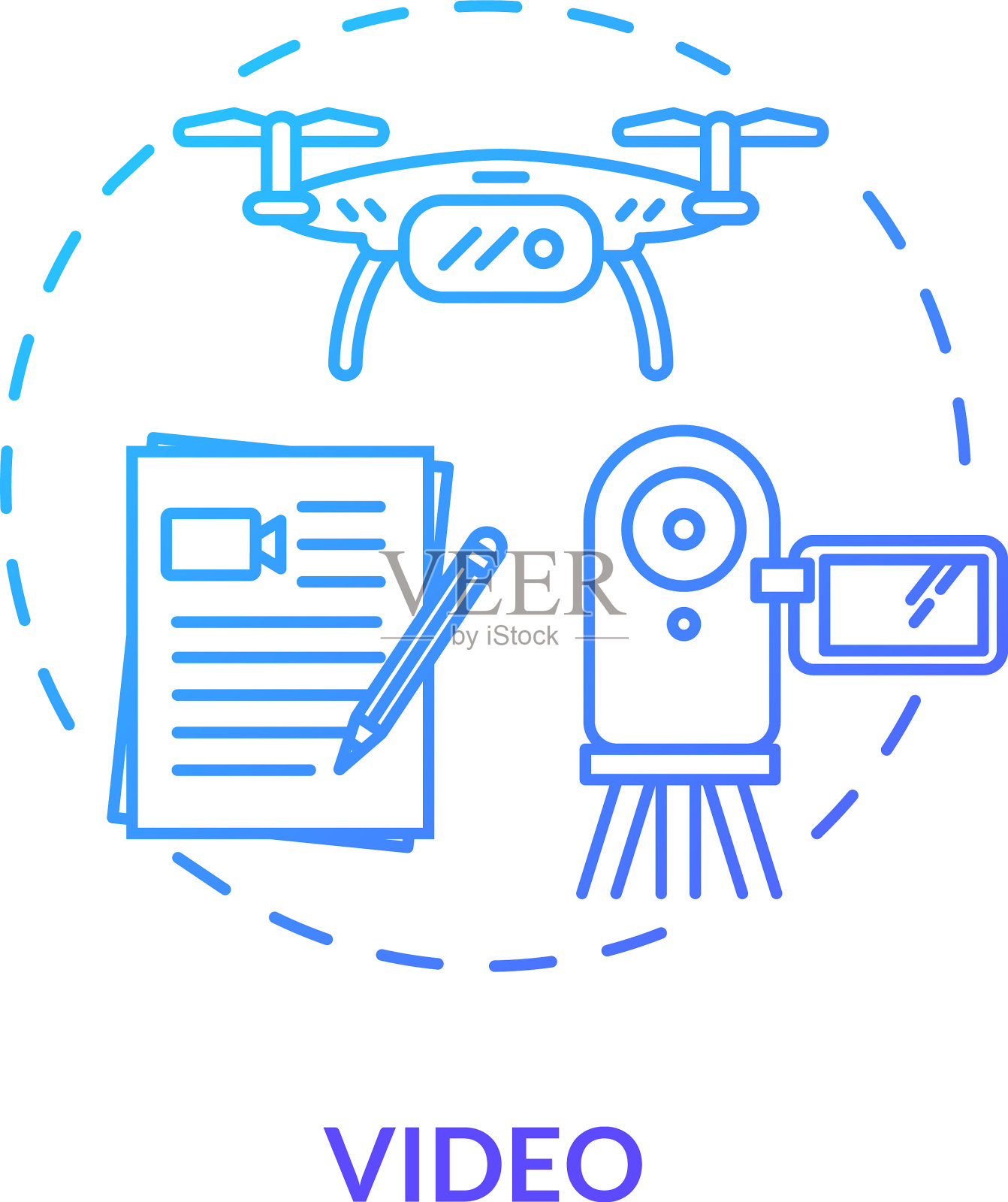 视频概念图标数字营销多媒体插画图片素材