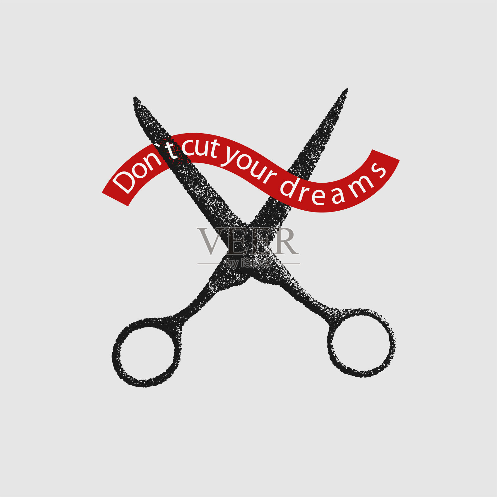 几何矢量对象。带红丝带的剪刀物体插画图片素材