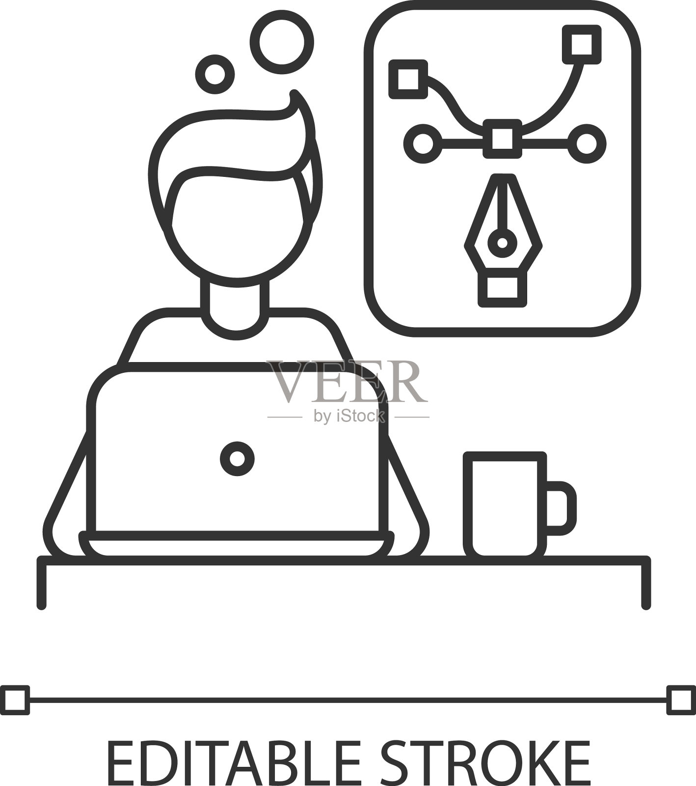 创意设计师像素完美的线性图标插画图片素材