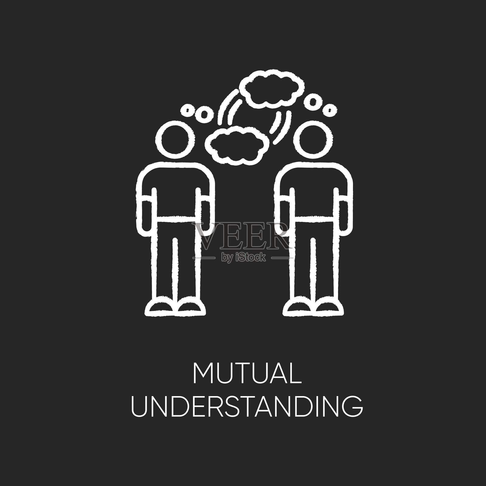 相互理解的粉笔白色图标黑色插画图片素材