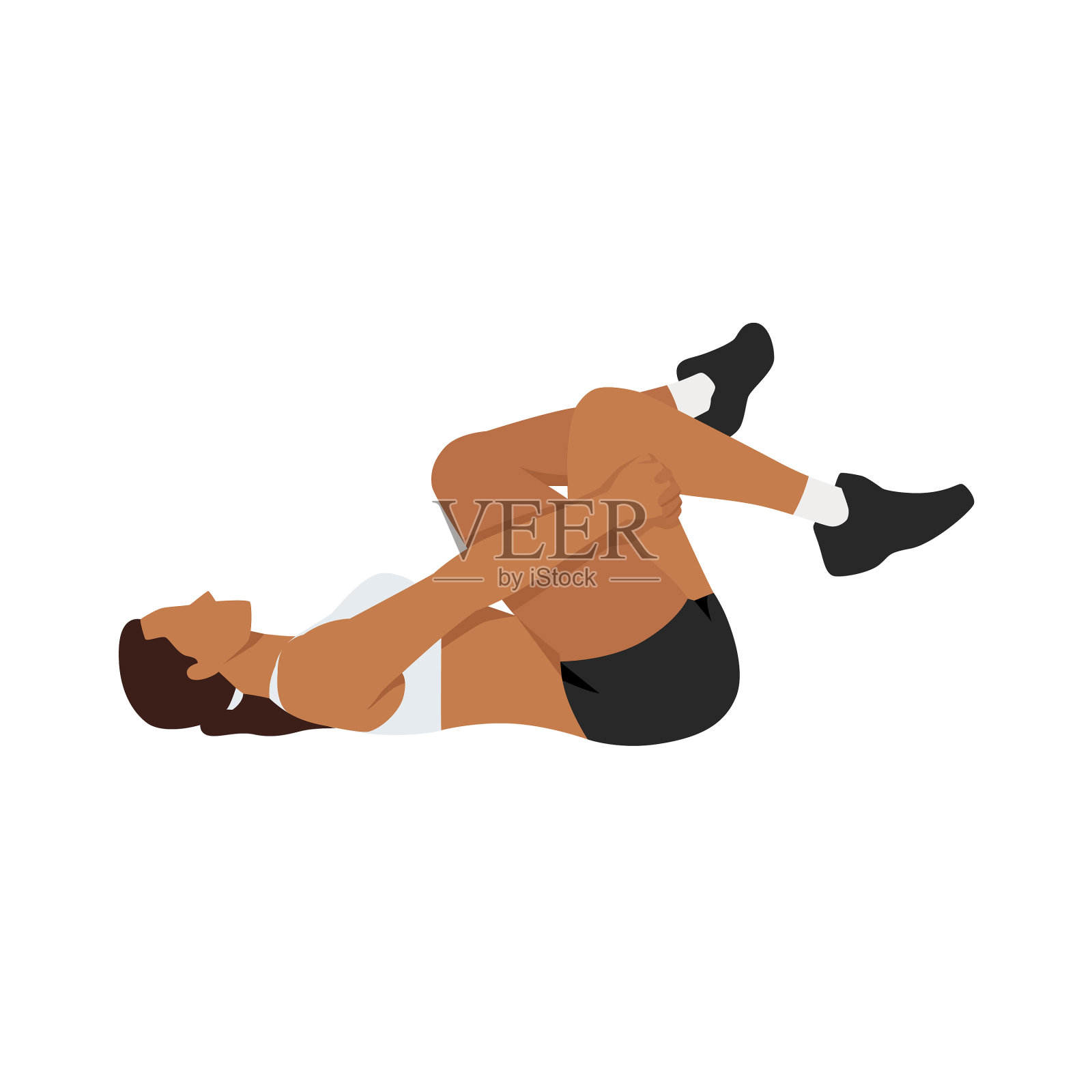 女子做梨状肌伸展运动设计元素图片