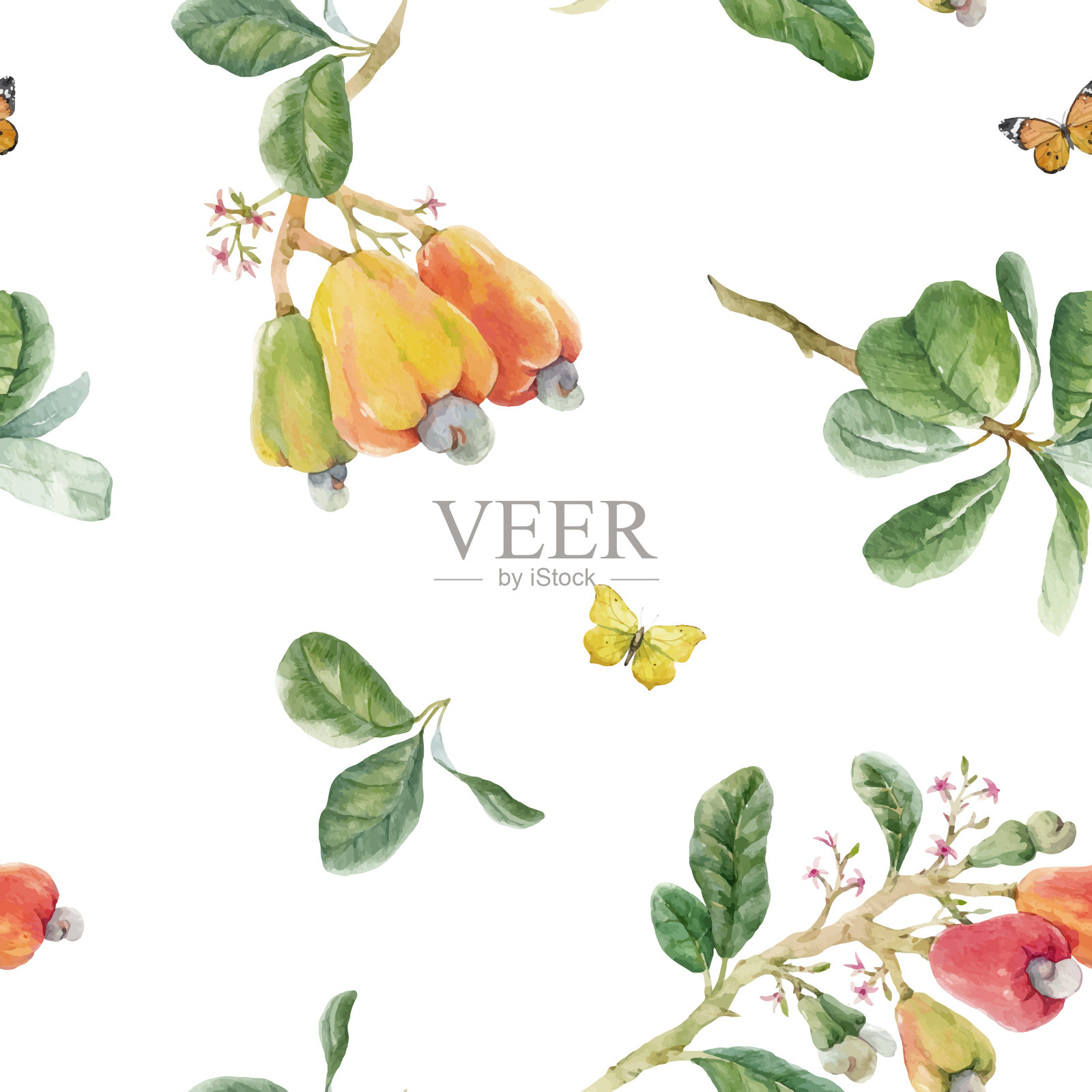 美丽的无缝图案与水彩插画图片素材