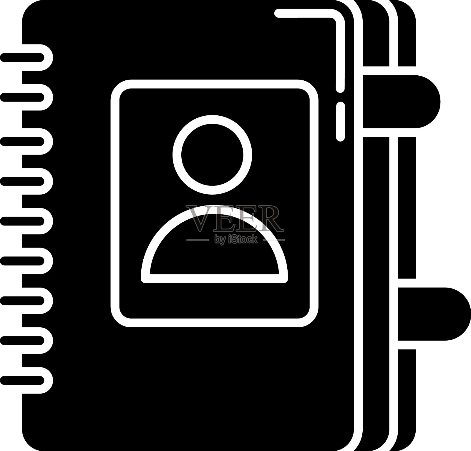 通讯录黑色字形图标个人日记图标素材