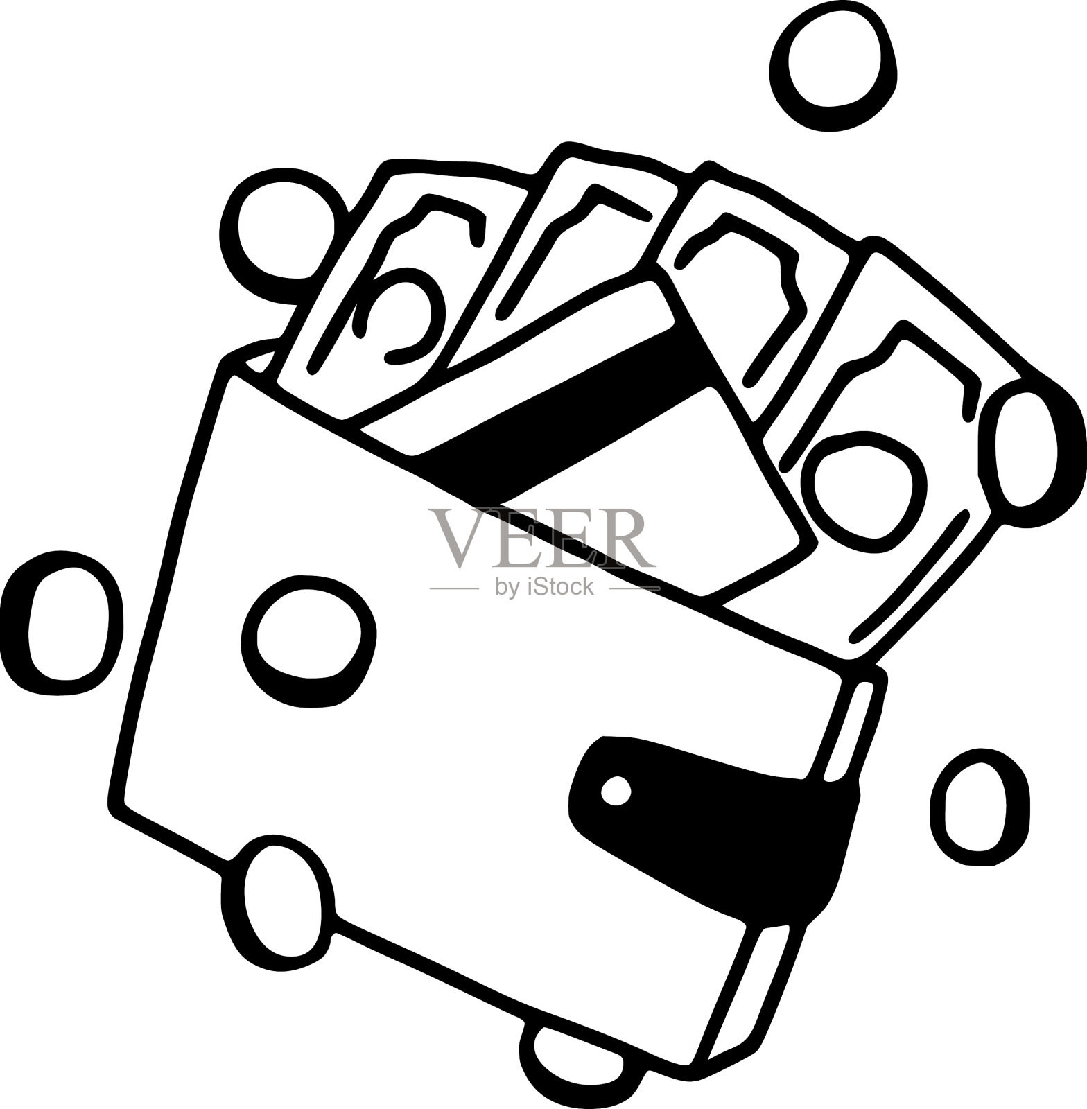 钱包有现金和信用卡涂鸦现金设计元素图片