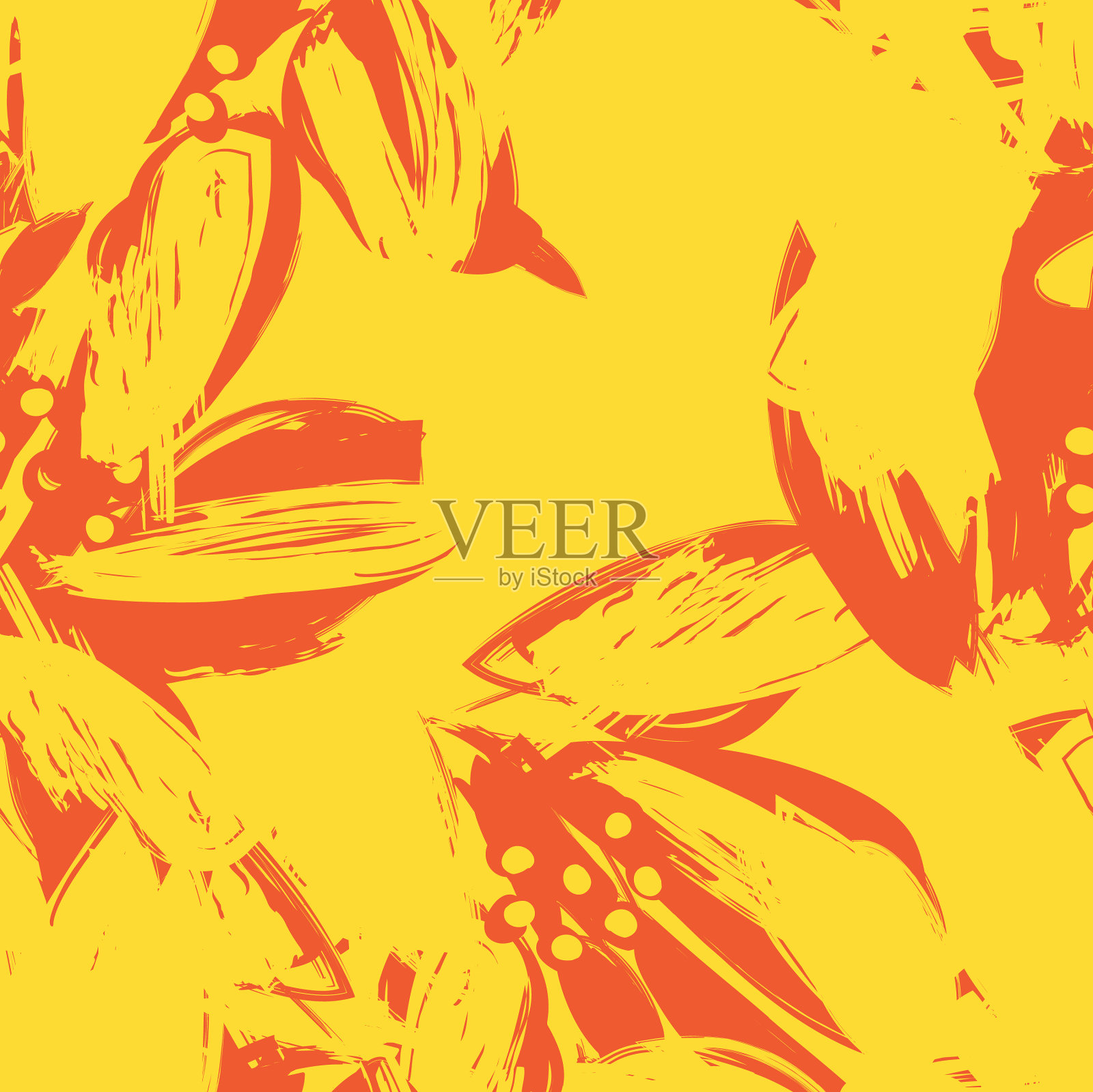 花卉笔触无缝图案背景插画图片素材