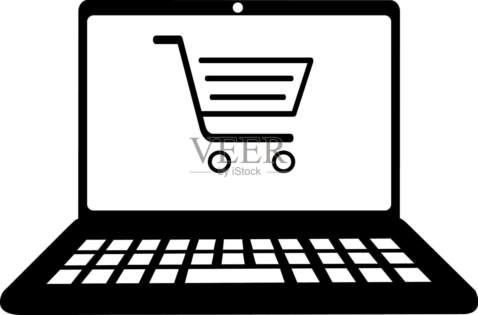 网上购物图标在线商店在笔记本电脑屏幕上设计元素图片
