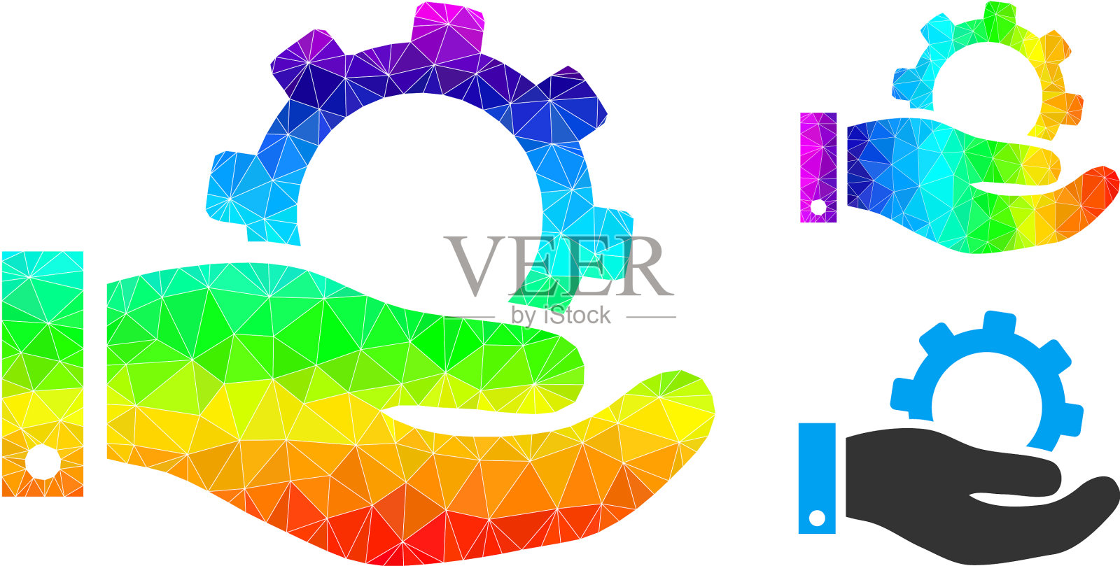 多边形服务图标与光谱图标素材