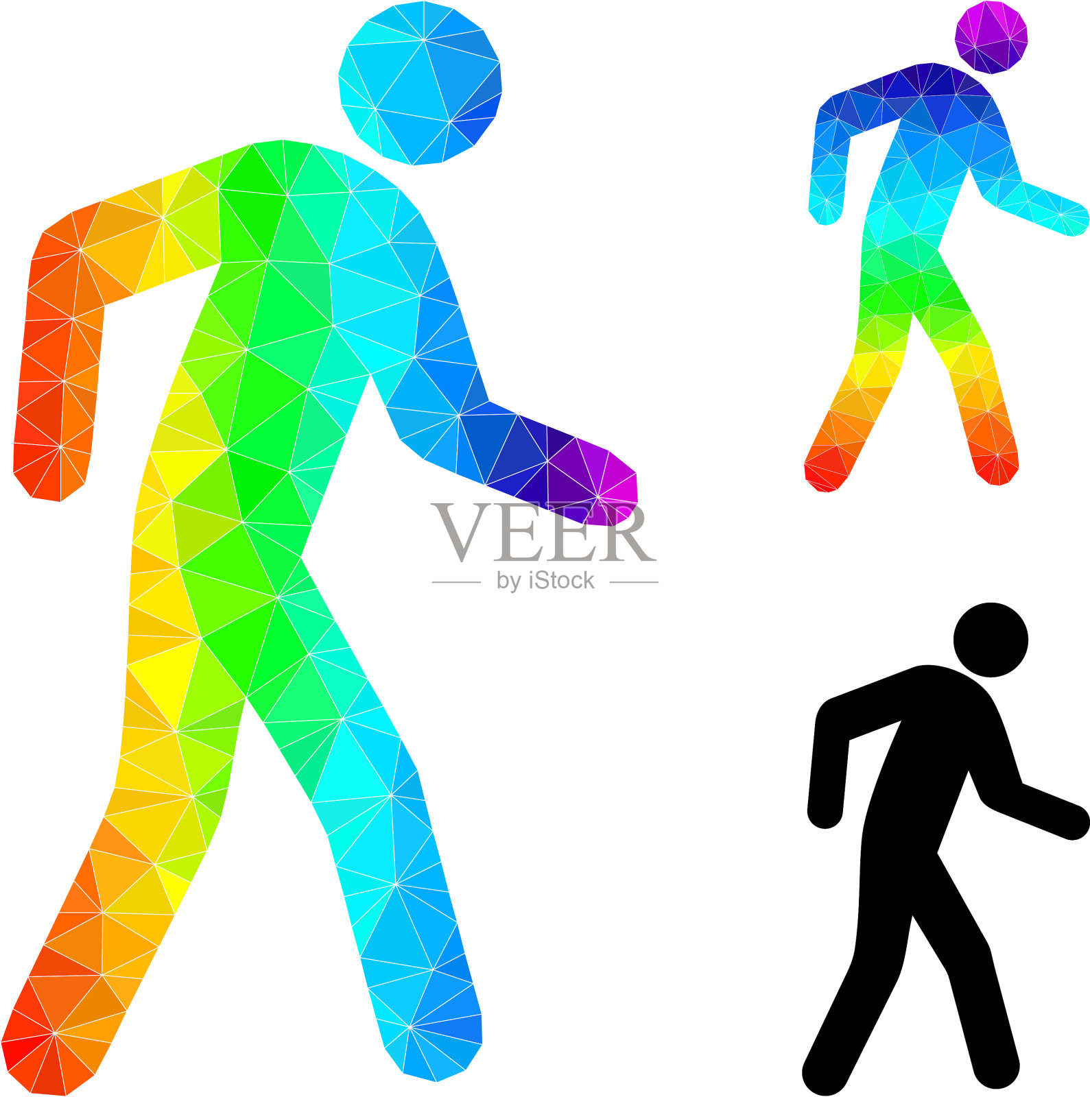 三角形填充行人图标插画图片素材