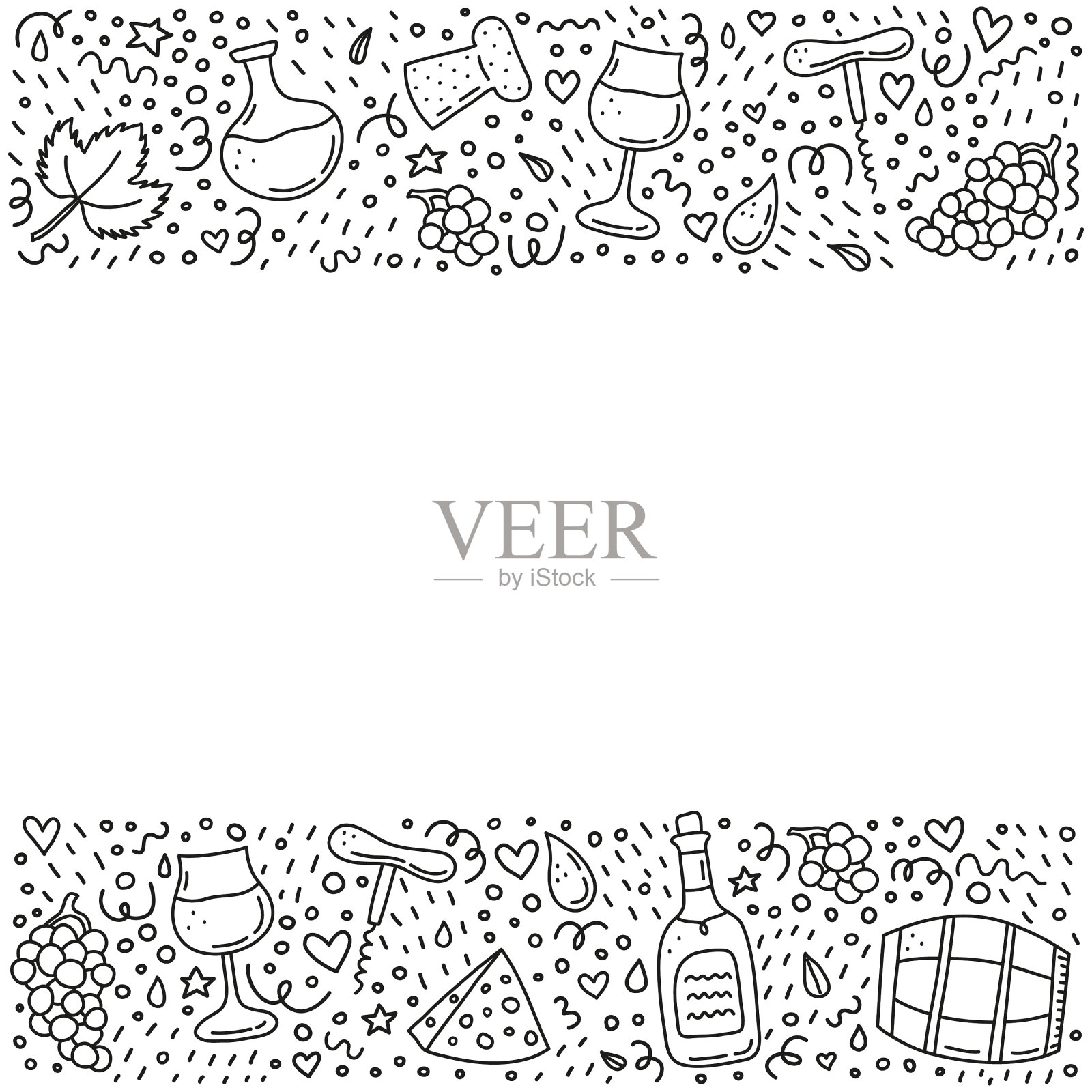 海报与涂鸦葡萄酒图标插画图片素材