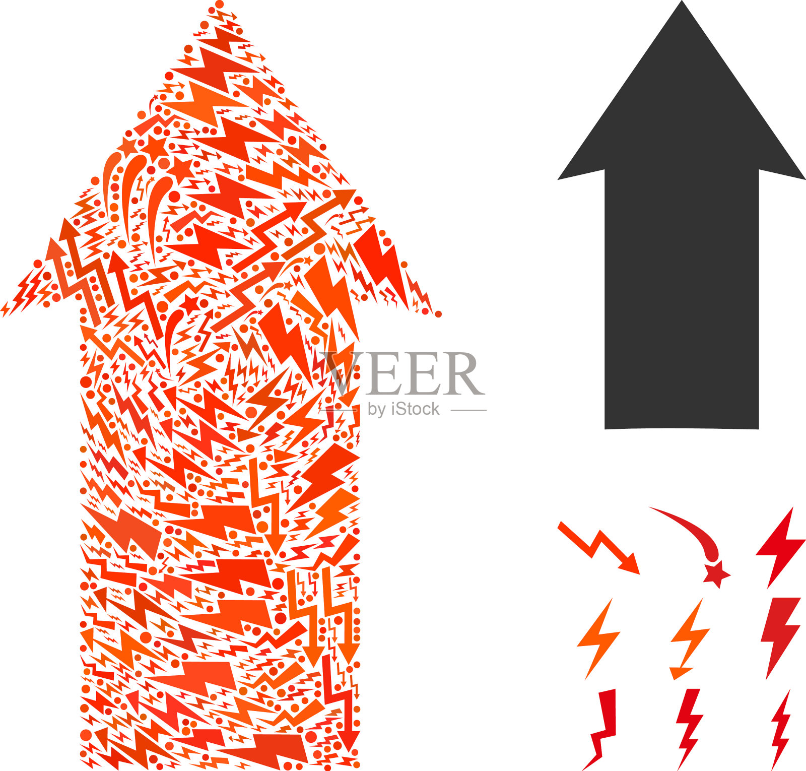 向上方向拼贴电学图标插画图片素材