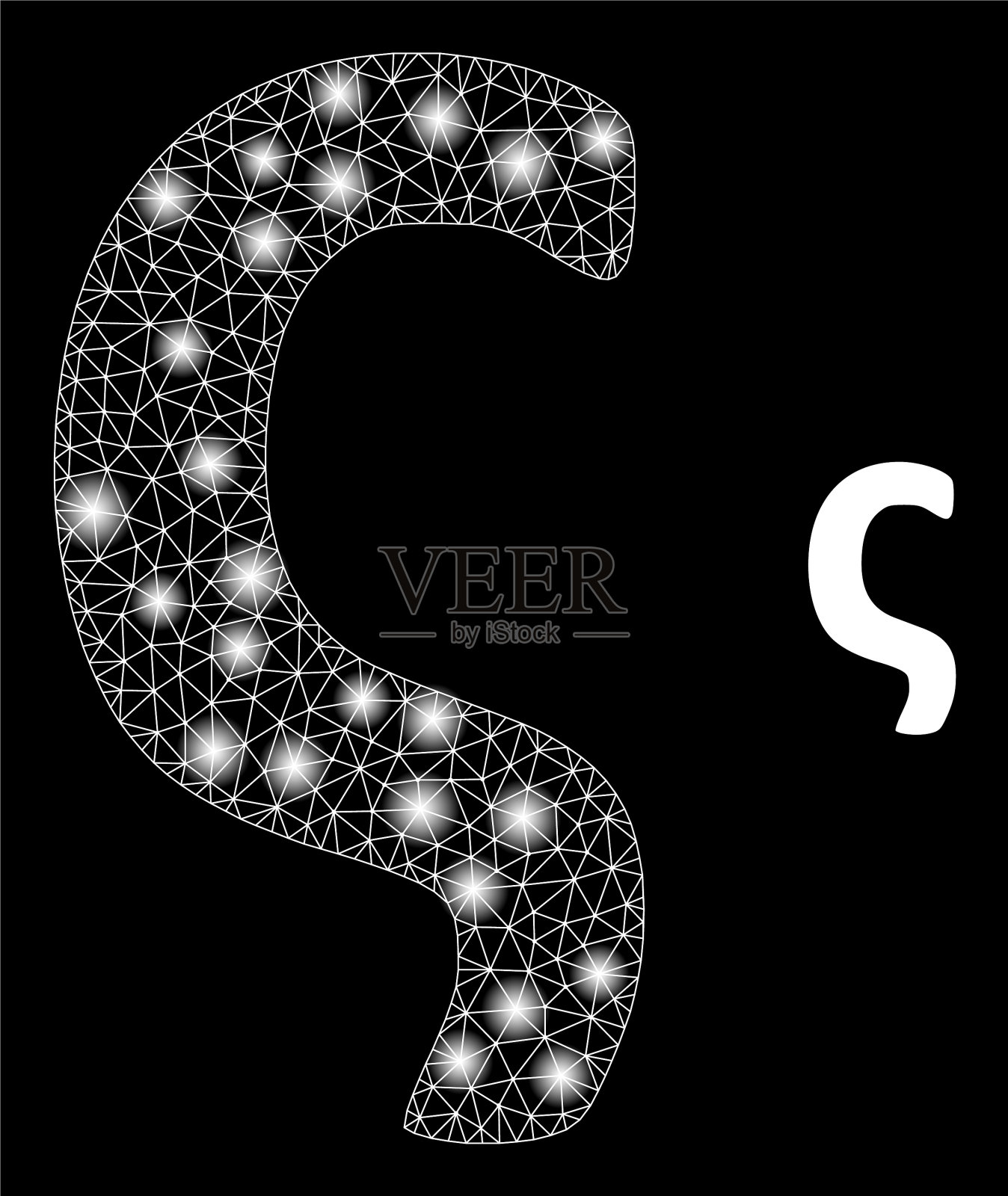 多边形二维网格sigma希腊小写字母插画图片素材