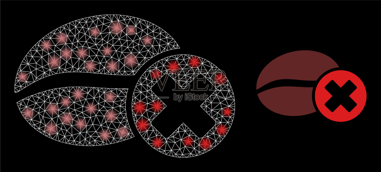 多边形胴体网阻挡咖啡与眩光插画图片素材