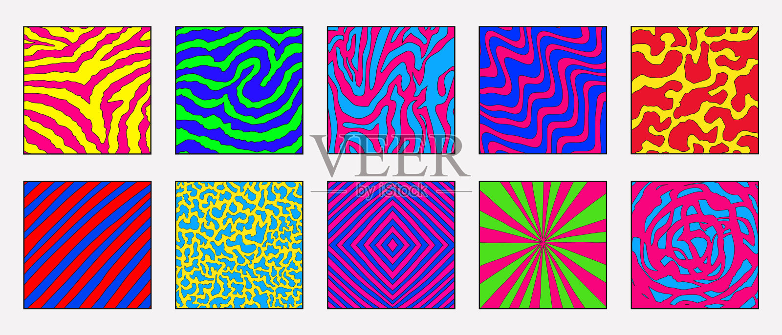 一套酷时髦的90年代图案设计插画图片素材