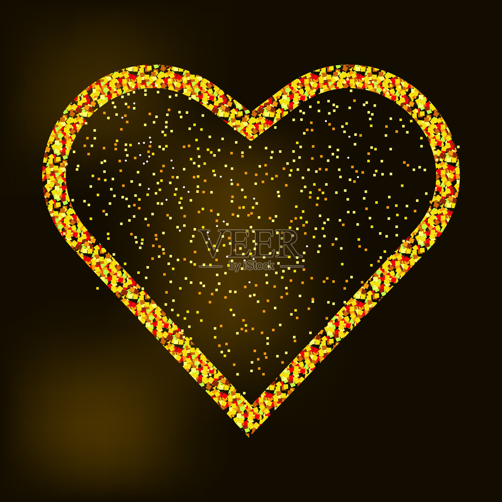 金色的心在黑暗的背景抽象的背景插画图片素材