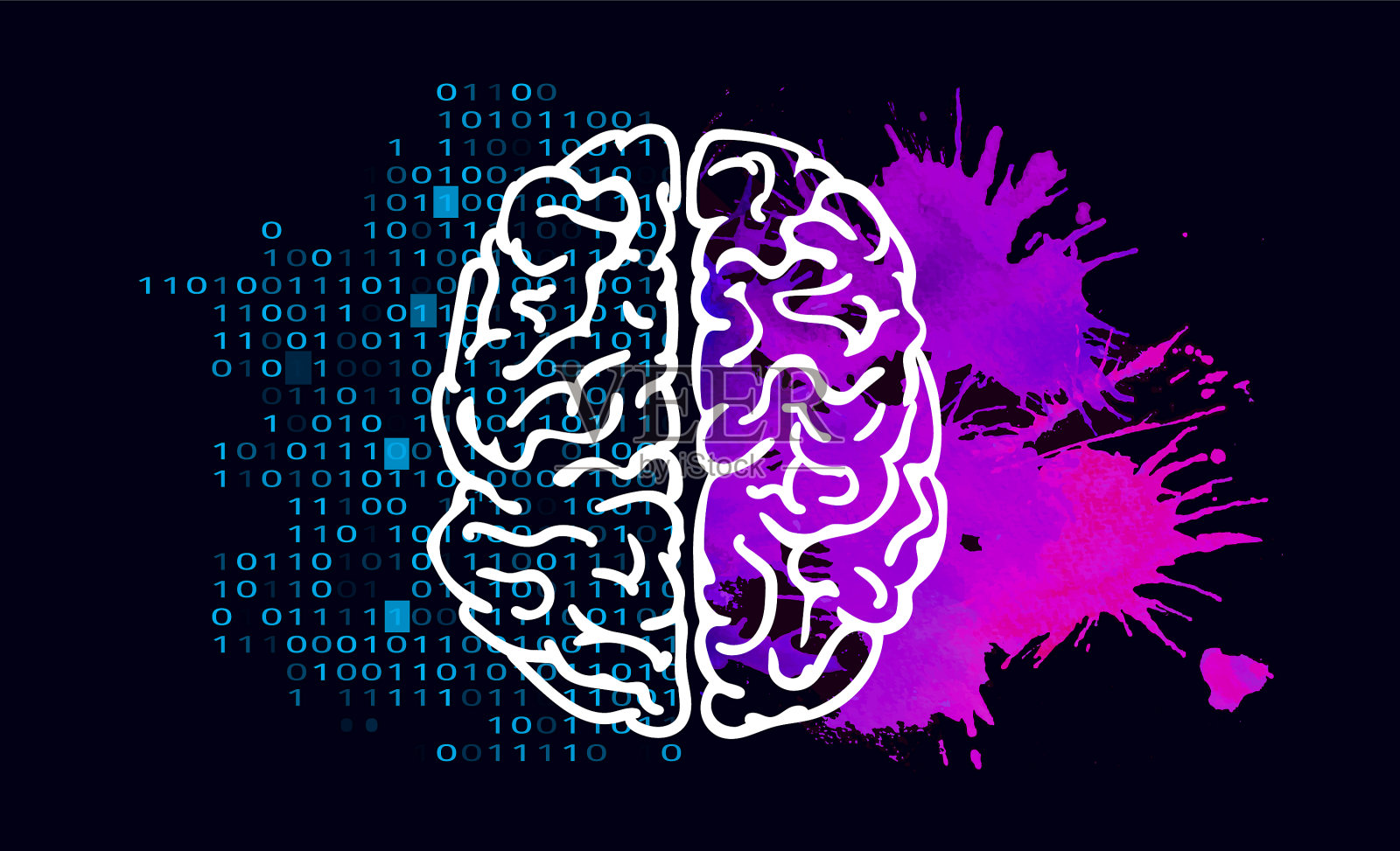 人类大脑的左右半球插画图片素材