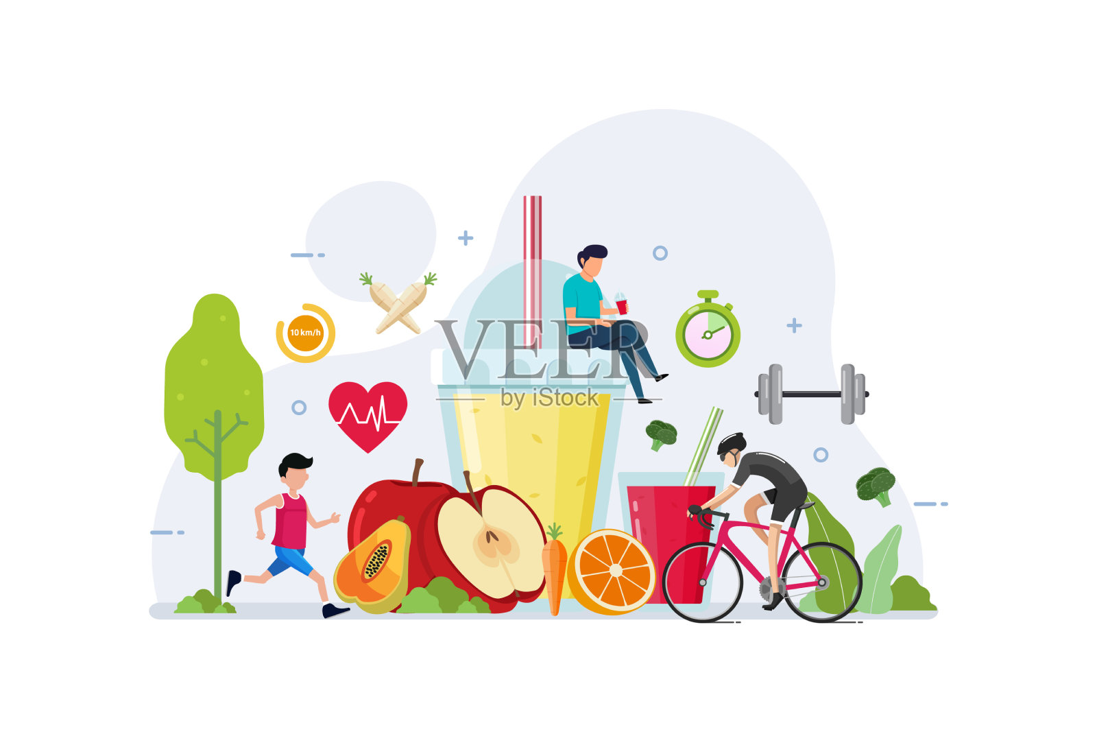 有机水果为健康生活方式的设计理念插画图片素材