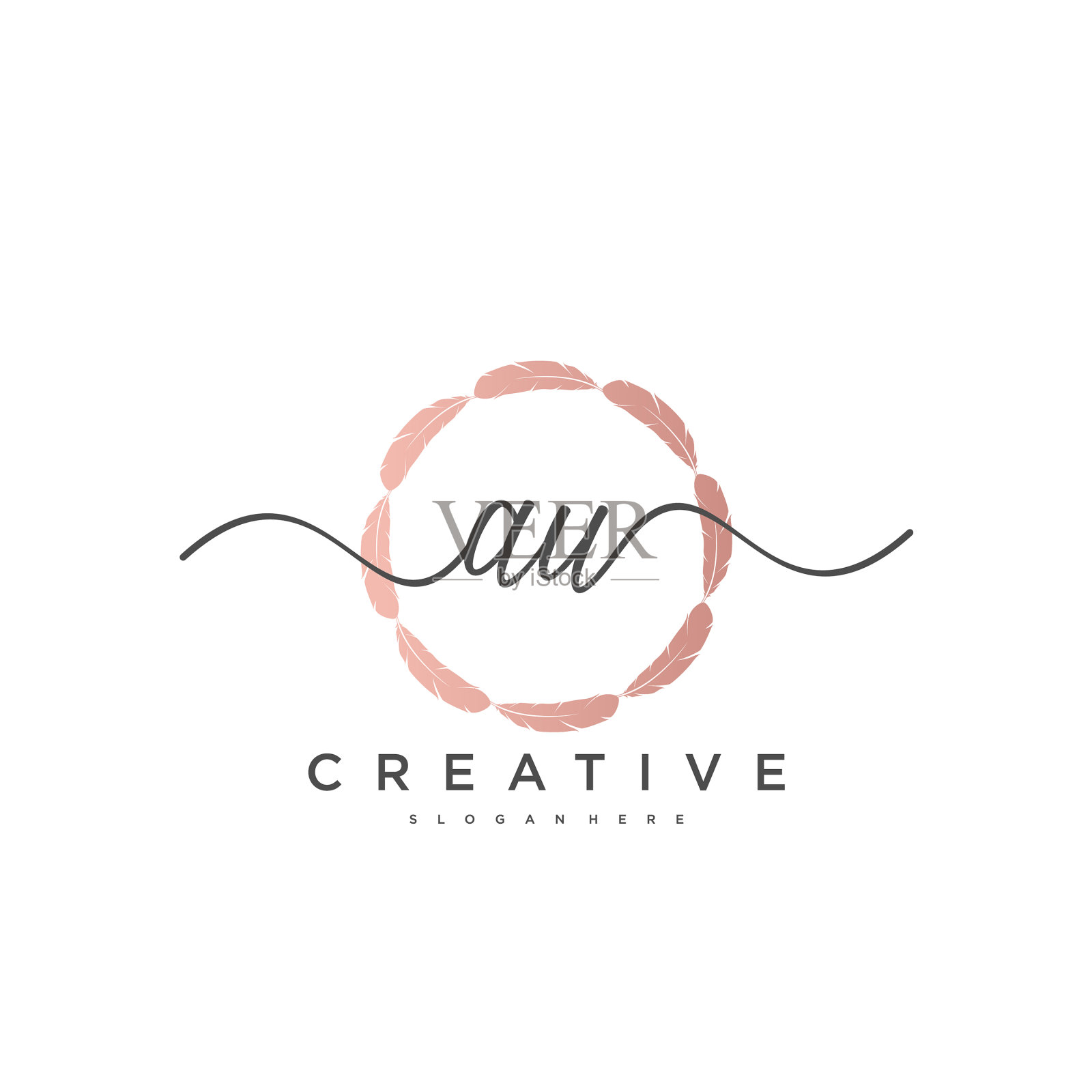 Au初始手写极简几何标志插画图片素材