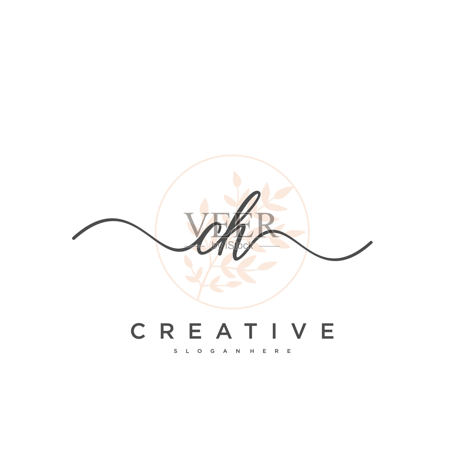 Ch初始手写极简几何标志插画图片素材