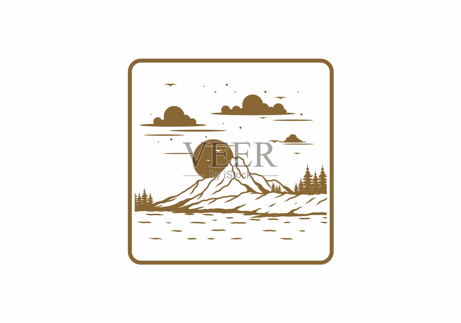 山后日出插画图片素材