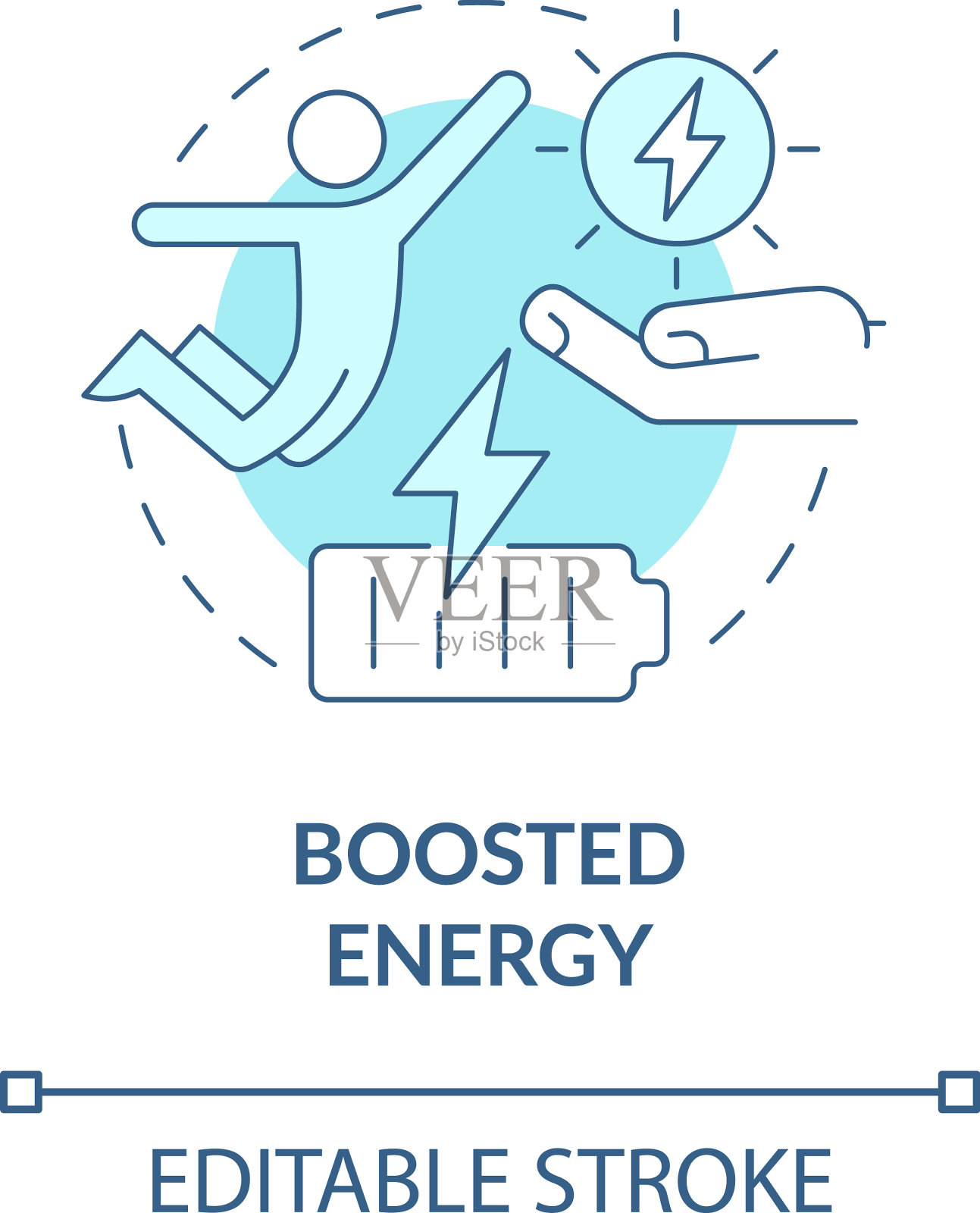 提升能源蓝绿色概念图标插画图片素材