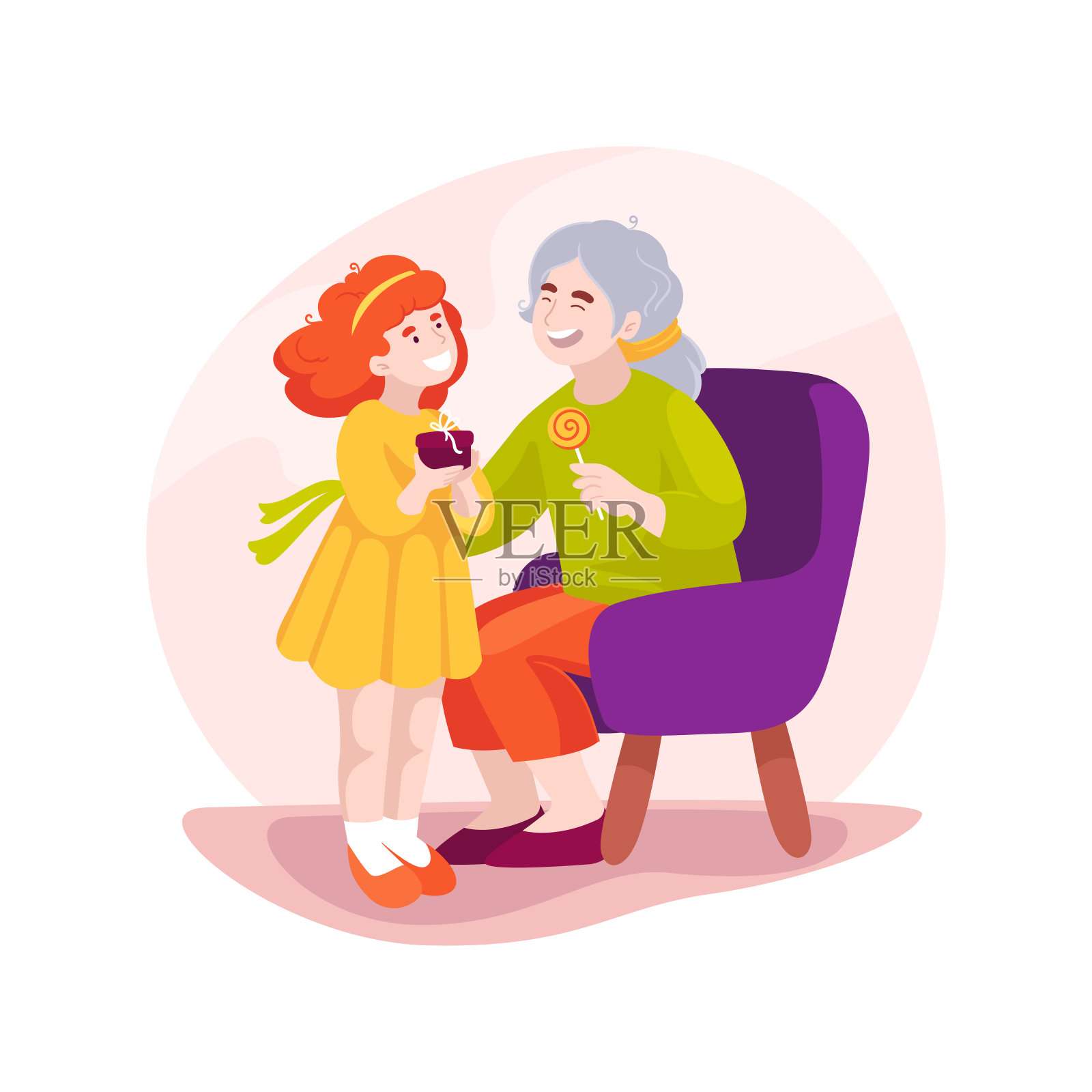 家庭呈现孤立的卡通矢量插图。插画图片素材