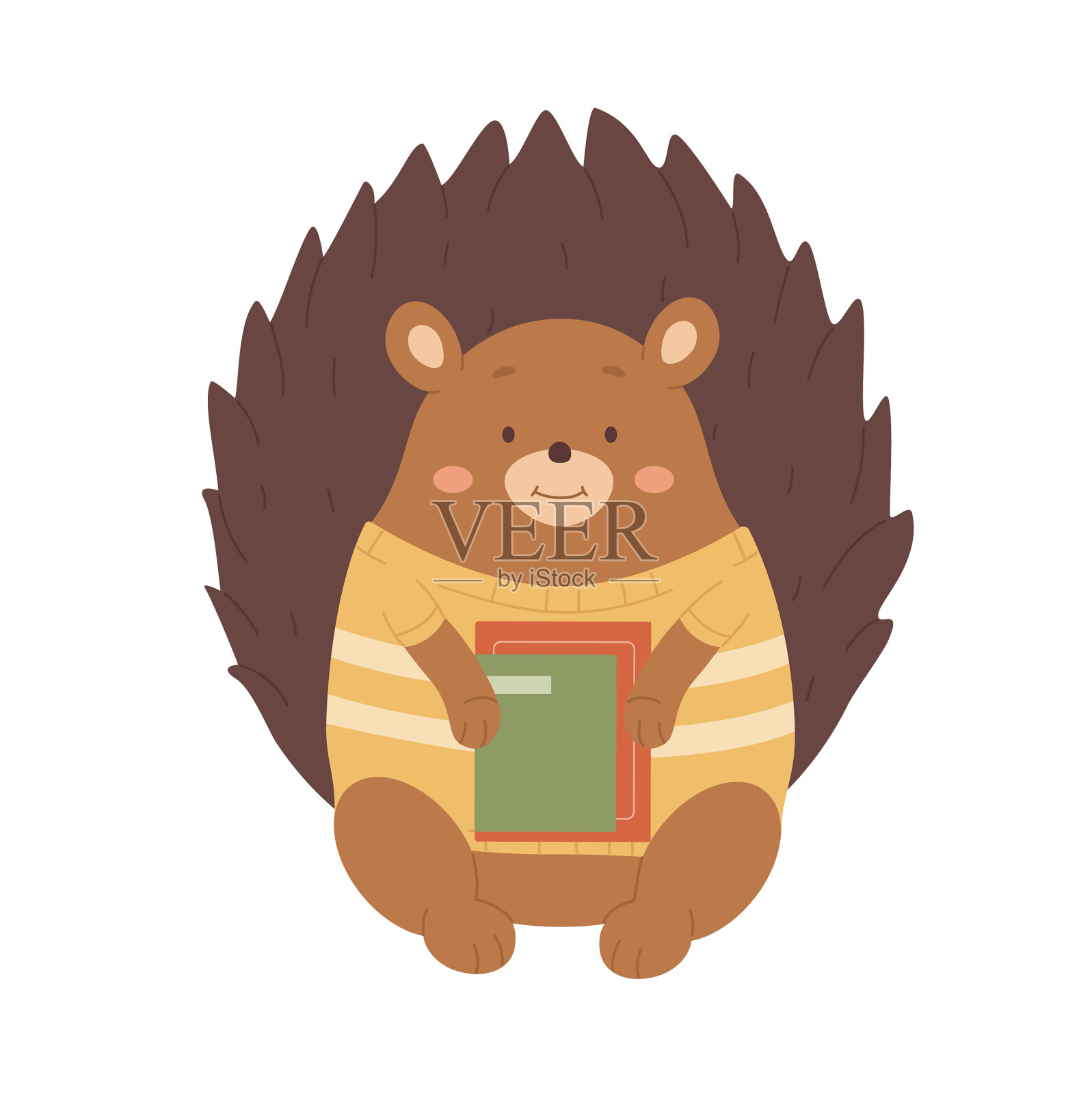 可爱的刺猬，手里拿着教育书籍设计元素图片