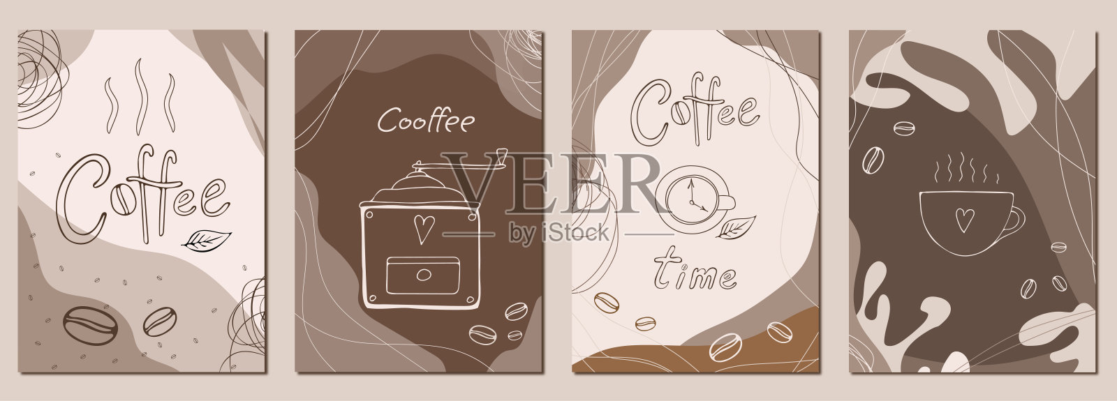 美丽的咖啡绘画图案设计模板素材